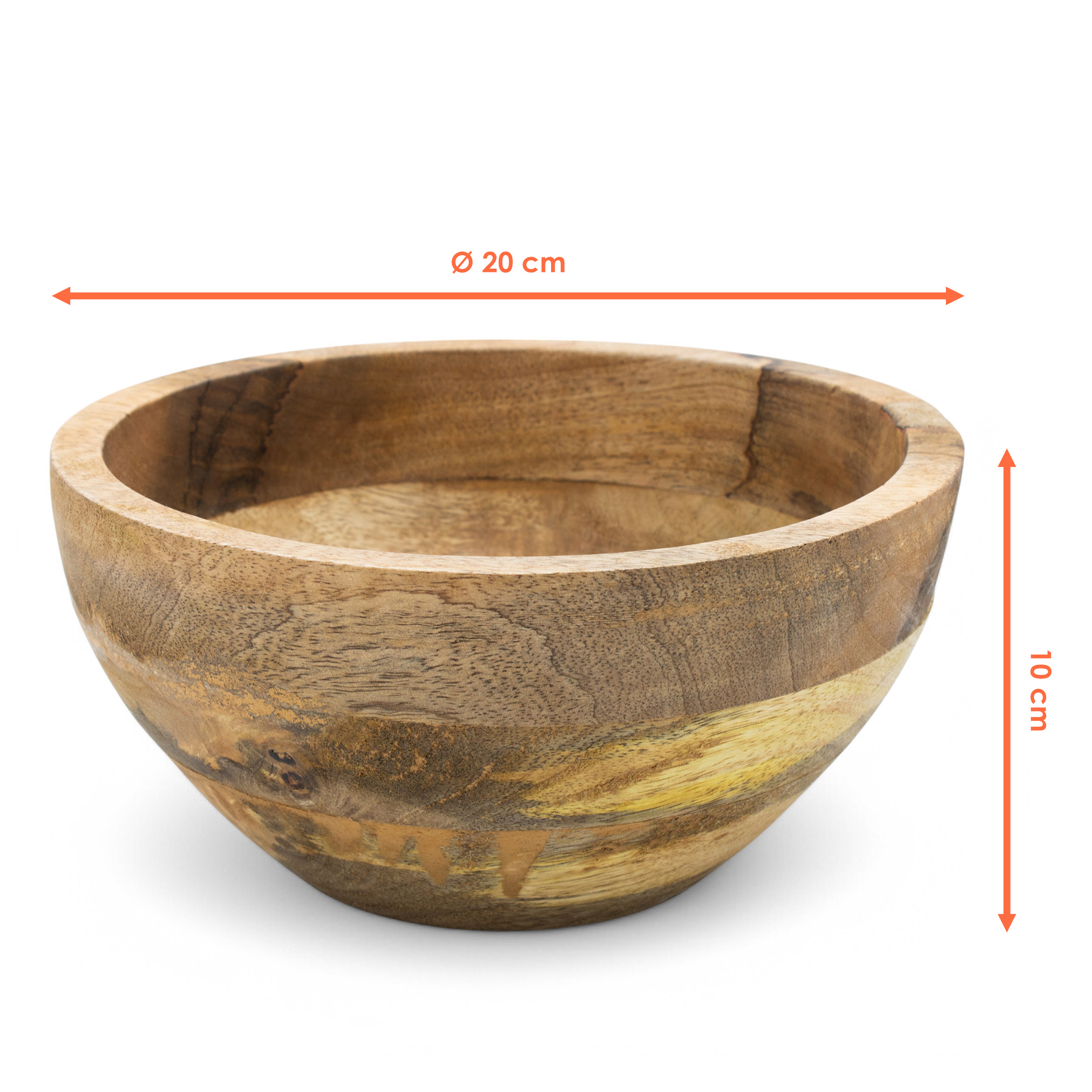 Mango Deko Schale natur - 20 cm - Holz Obst Teller rund