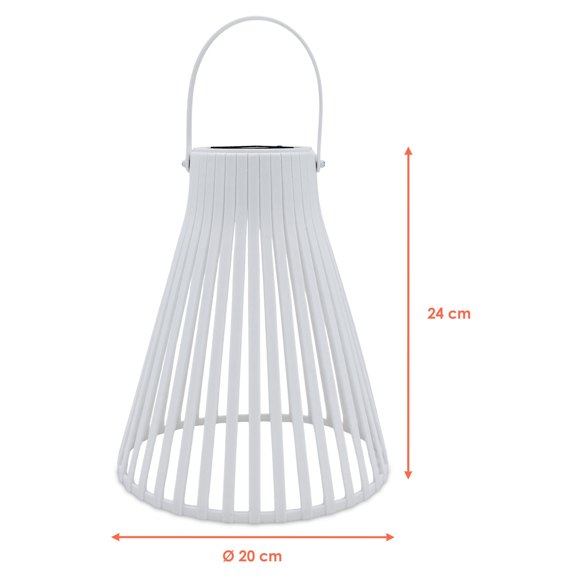 Solar LED Laterne weiß in Trichterform - 23 cm - Garten Hängeleuchte warmweiß für Außen und Innen
