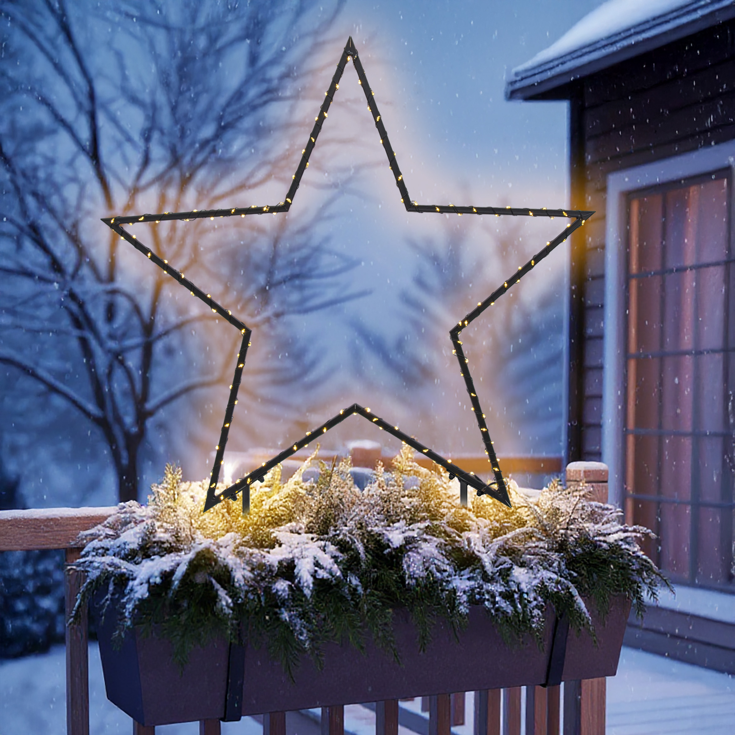LED Stern Gartenstecker mit 150 warmweißen LEDs ca. 66,5 cm x 60 cm