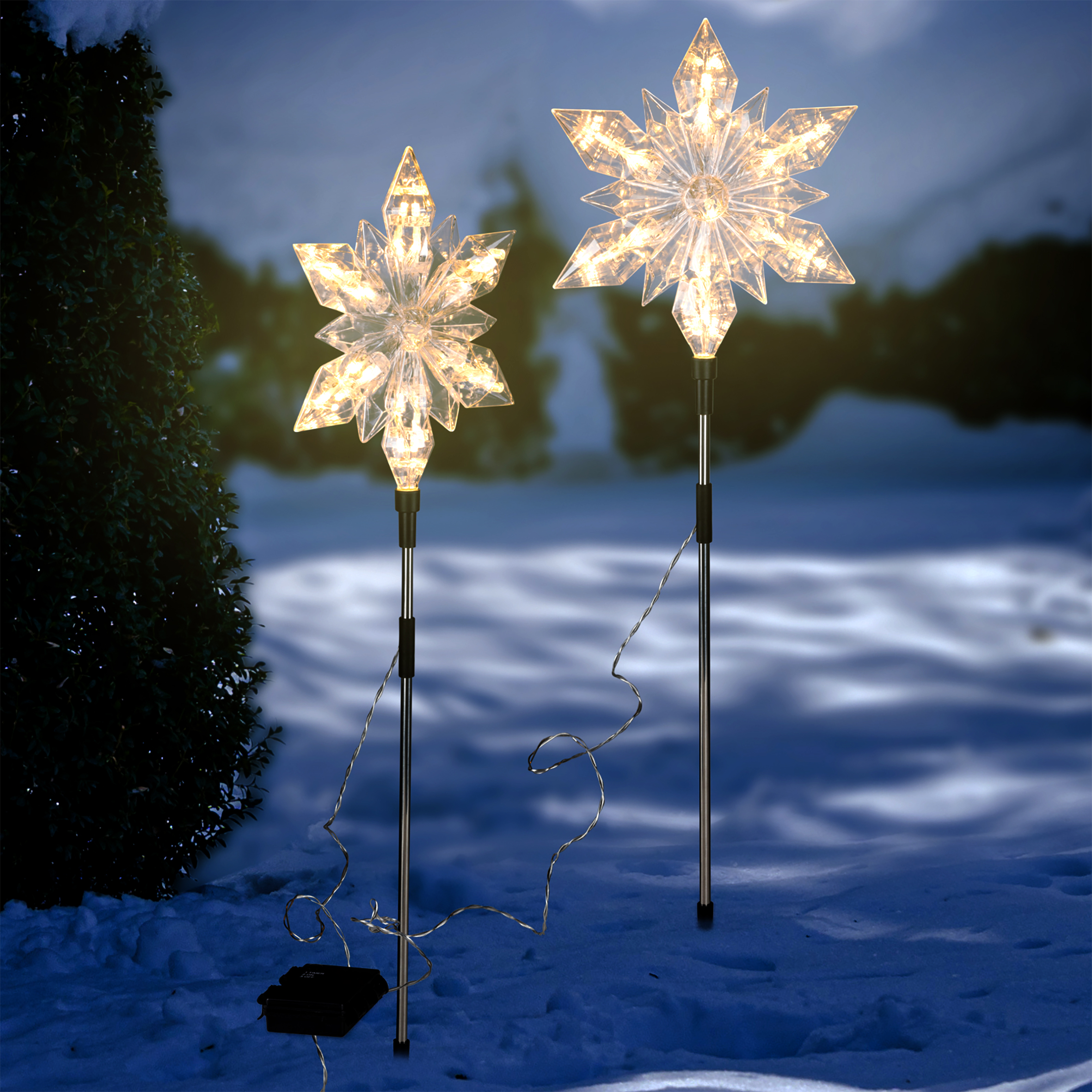 LED Gartenstecker Stern 2er Set mit Timer - 66 x 23 cm