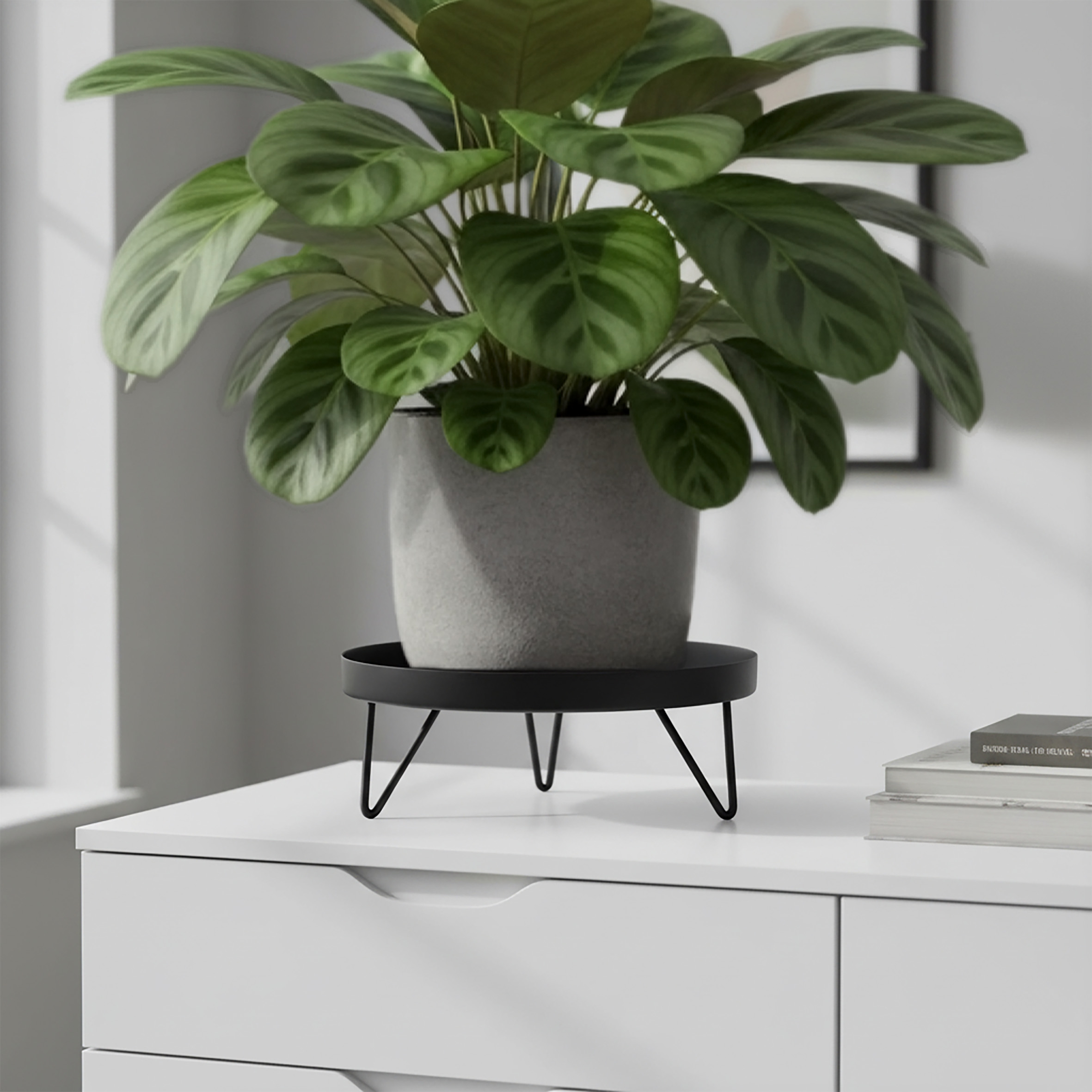 Blumenständer Metall schwarz rund - Ø 22 cm - Blumenhocker Industrial Design für Innen
