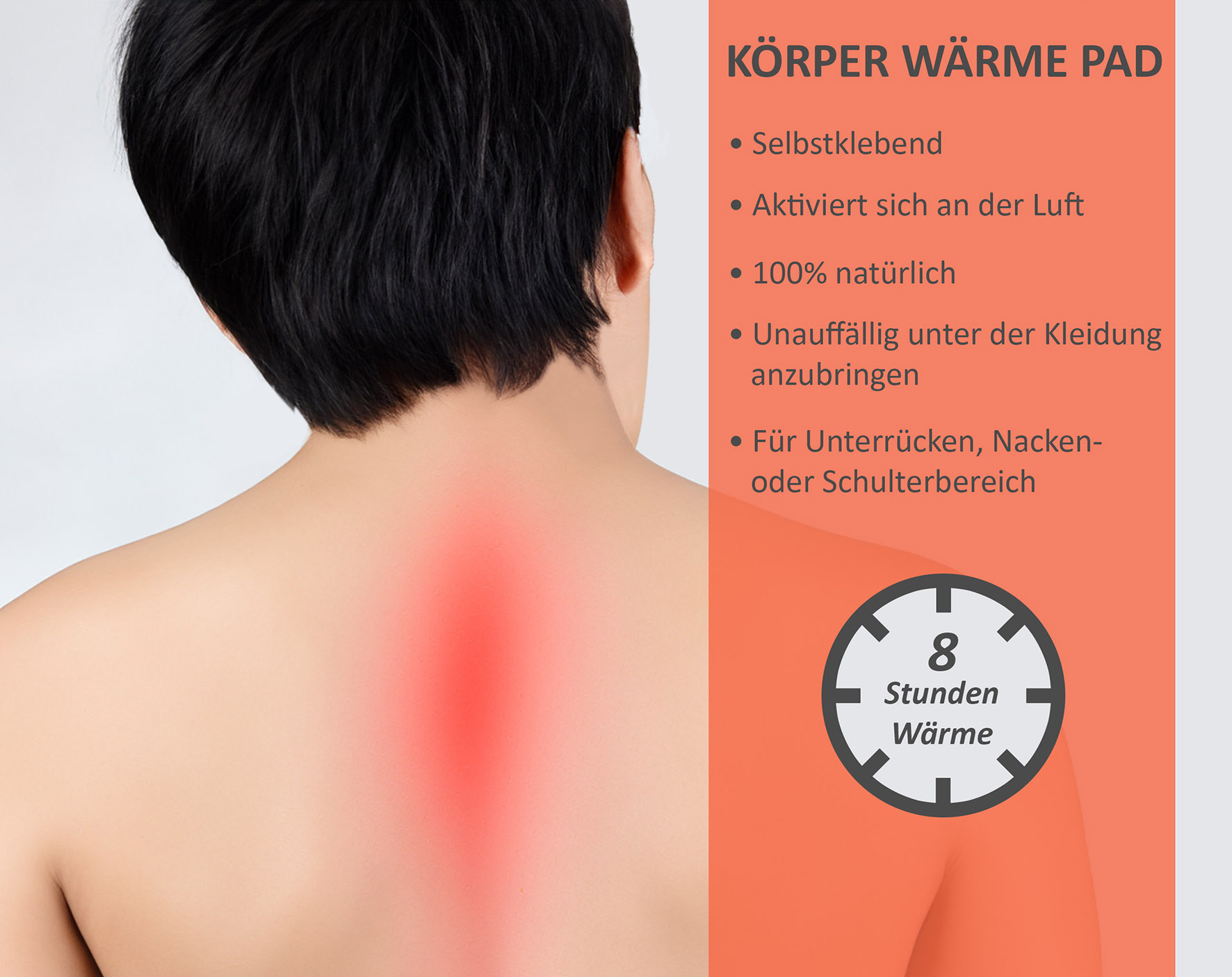 Körper Wärmepflaster 13 x 9 cm selbstklebend - 12er oder 24er Pack - Einmal Wärmepad für 8 Stunden Wärme - Nackenpflaster Schulterpad Schmerzpflaster