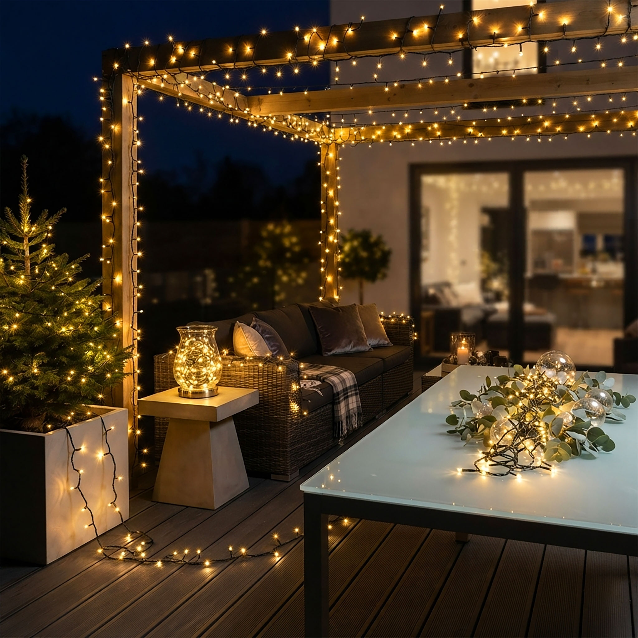LED Weihnachts Lichterkette warm weiß - 4 Längen - Garten Deko Beleuchtung