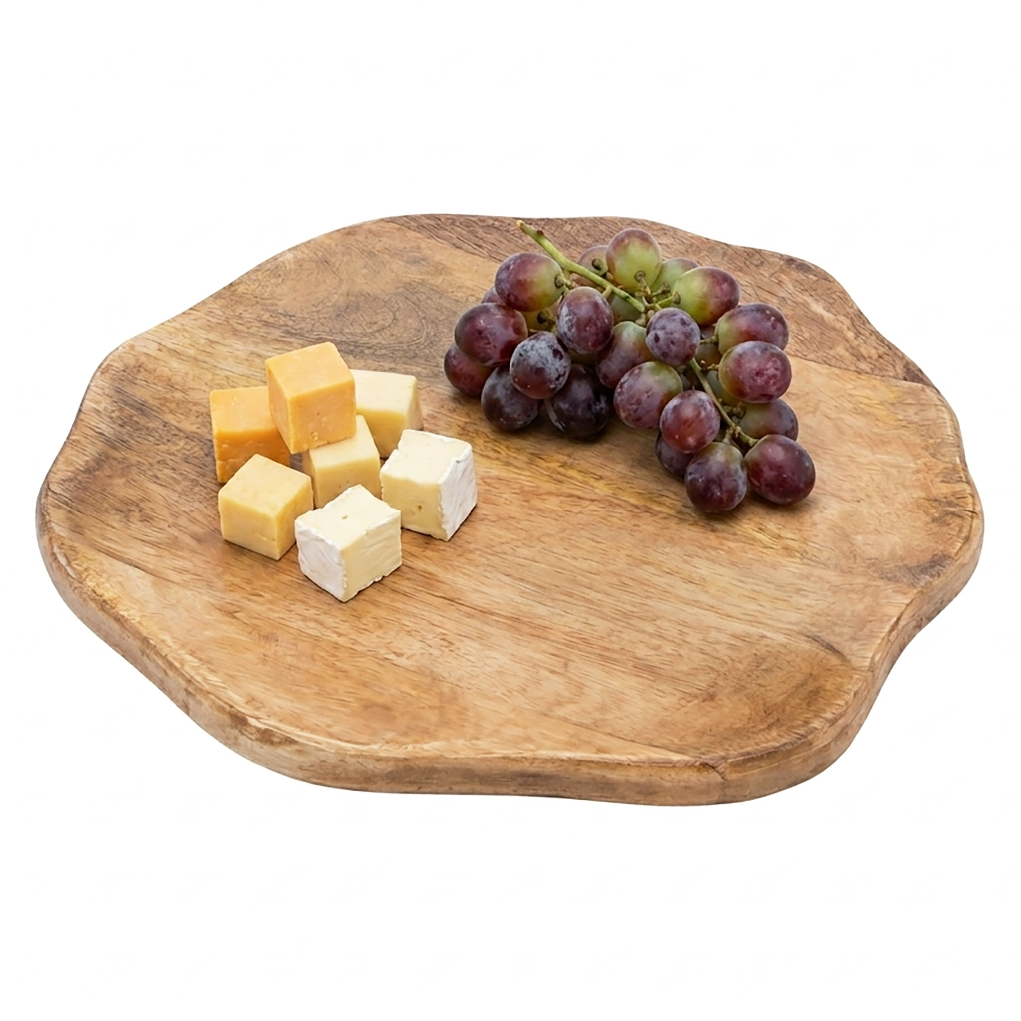 Mango Servierplatte lebensmittelecht mit Naturkante - 30 cm - Holz Tablett rustikal mit natürlicher Form