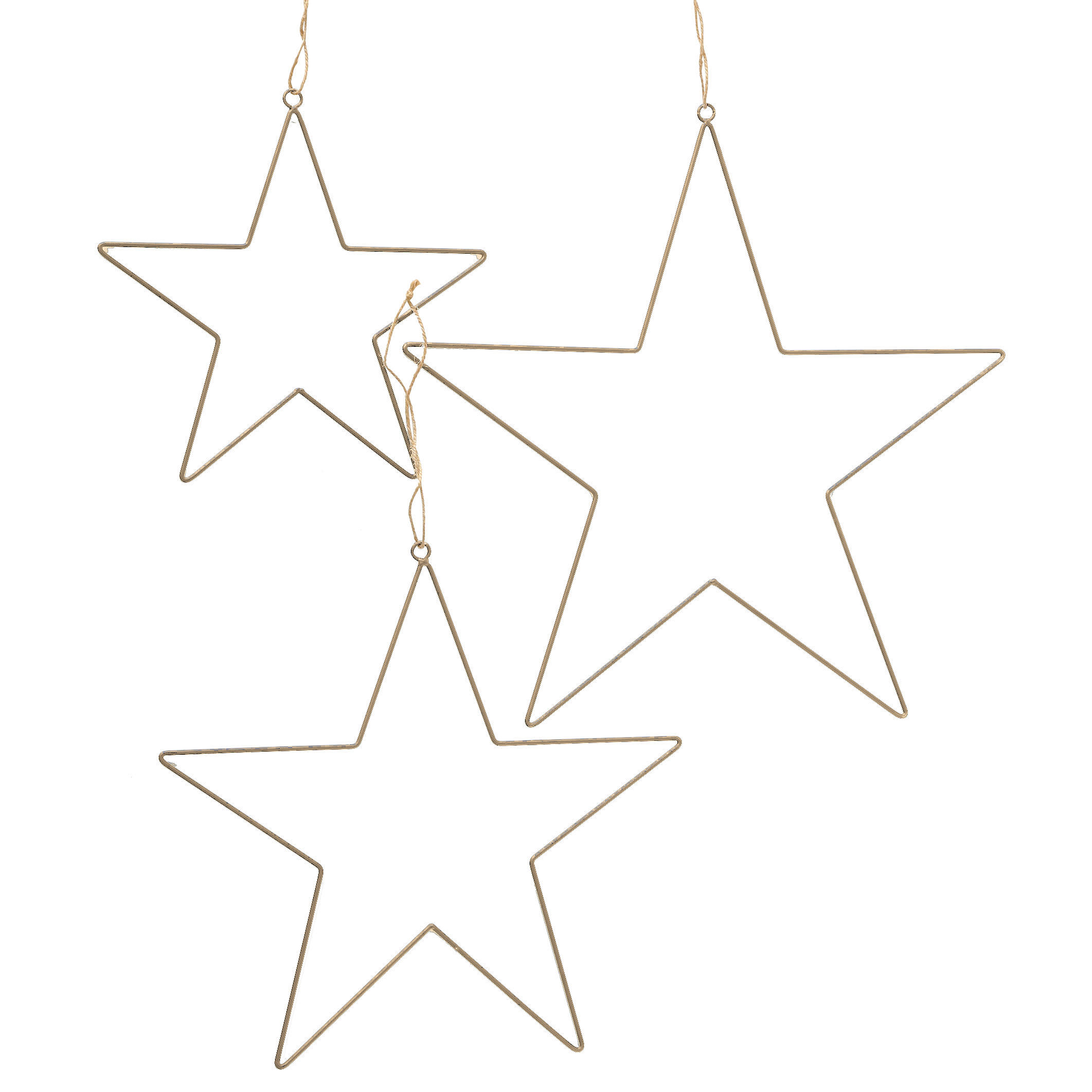 Metall Deko Sterne 3er Set 50 / 40 / 30 cm - schwarz oder gold