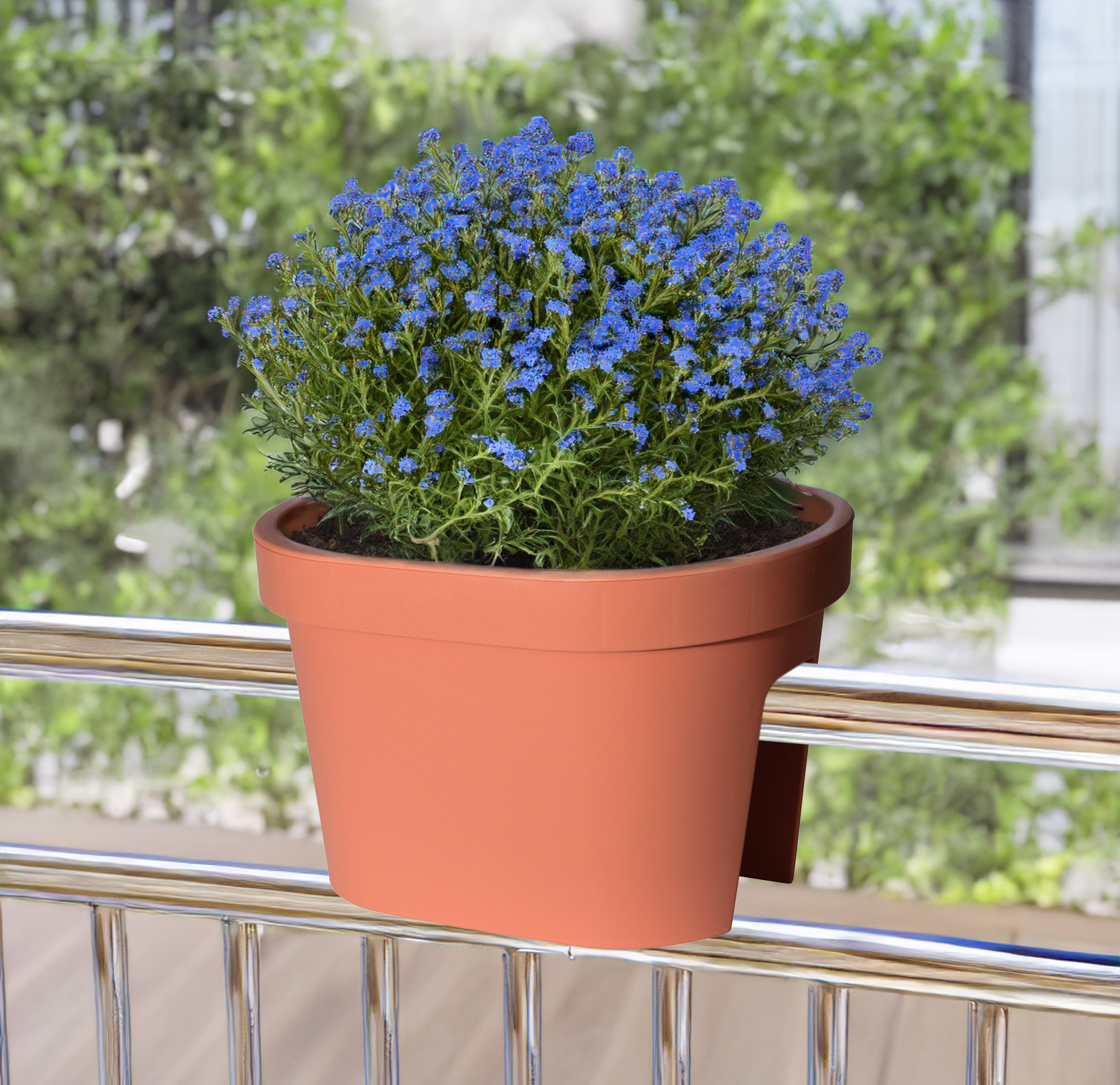 Balkon Blumentopf oval 40 x 26 cm - terracotta