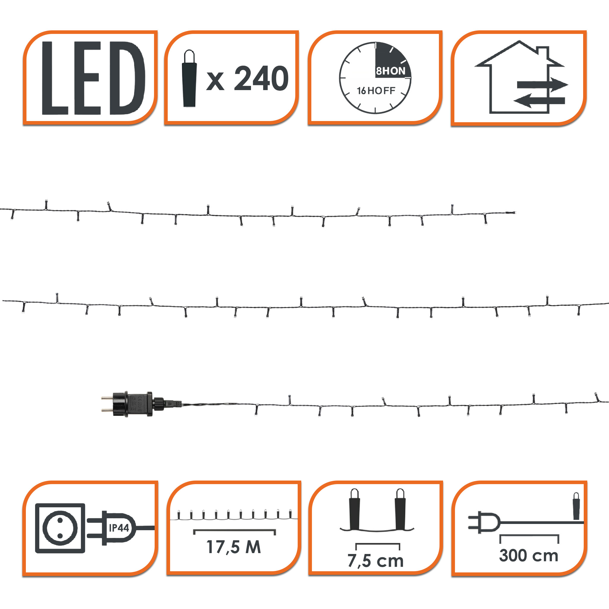 Weihnachts Lichterkette 40 - 720 LED - (kalt) weiß