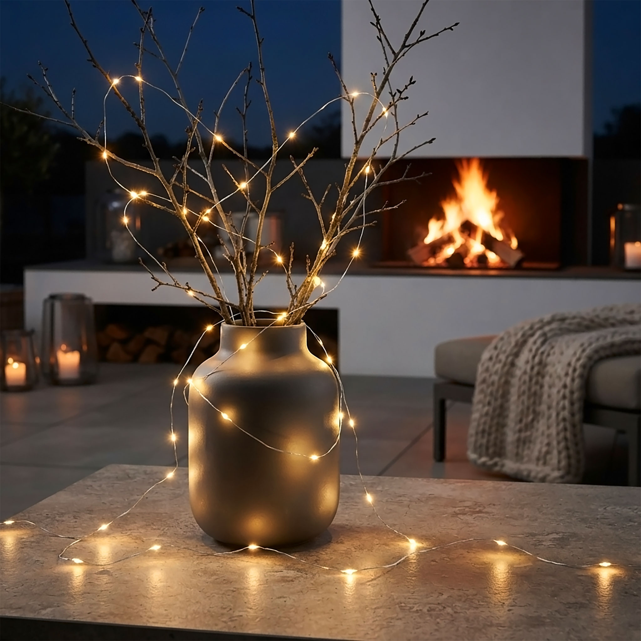 Draht Lichterkette 40 LED / 195 cm - warm weiß - Deko Beleuchtung für Außen und Innen