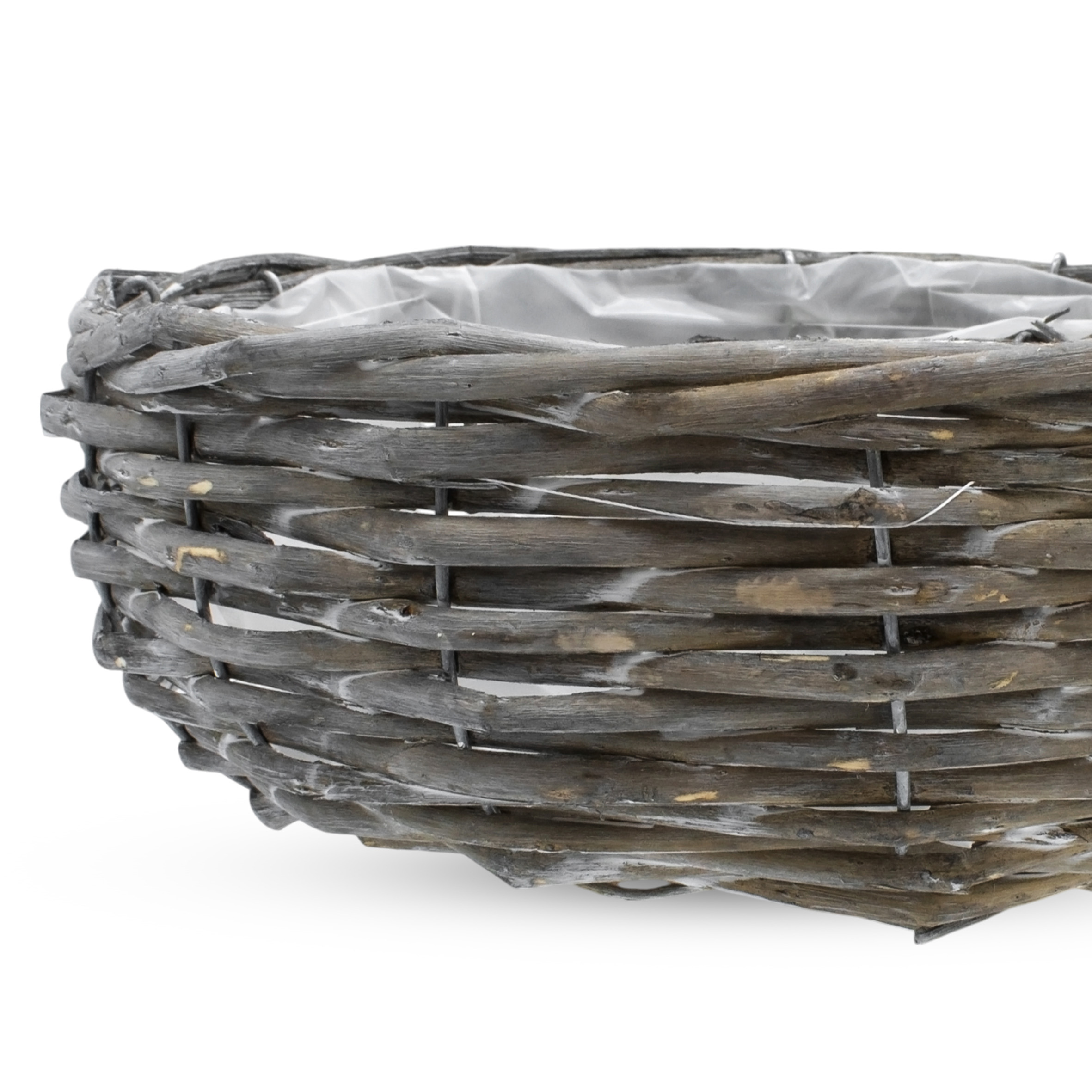 Rattan Pflanzring natur mit Folie 2er Set - 30 / 25 cm - Naturfaser Blumenschale zum direkten Bepflanzen