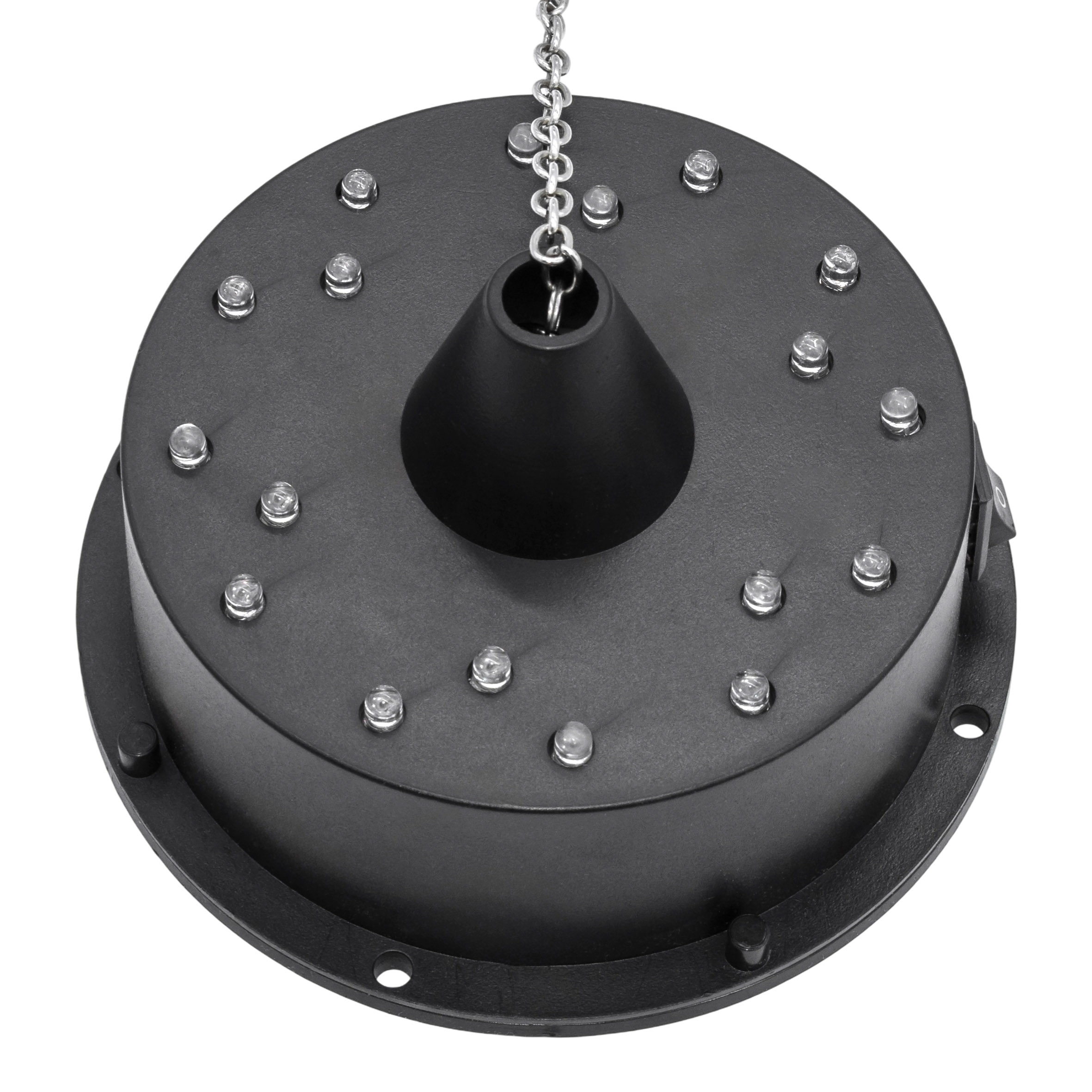 Discokugel mit Drehmotor batteriebetrieben und LED Beleuchtung in bunt - 15 cm - Spiegelkugel drehend mit Echtglas Facetten in silber