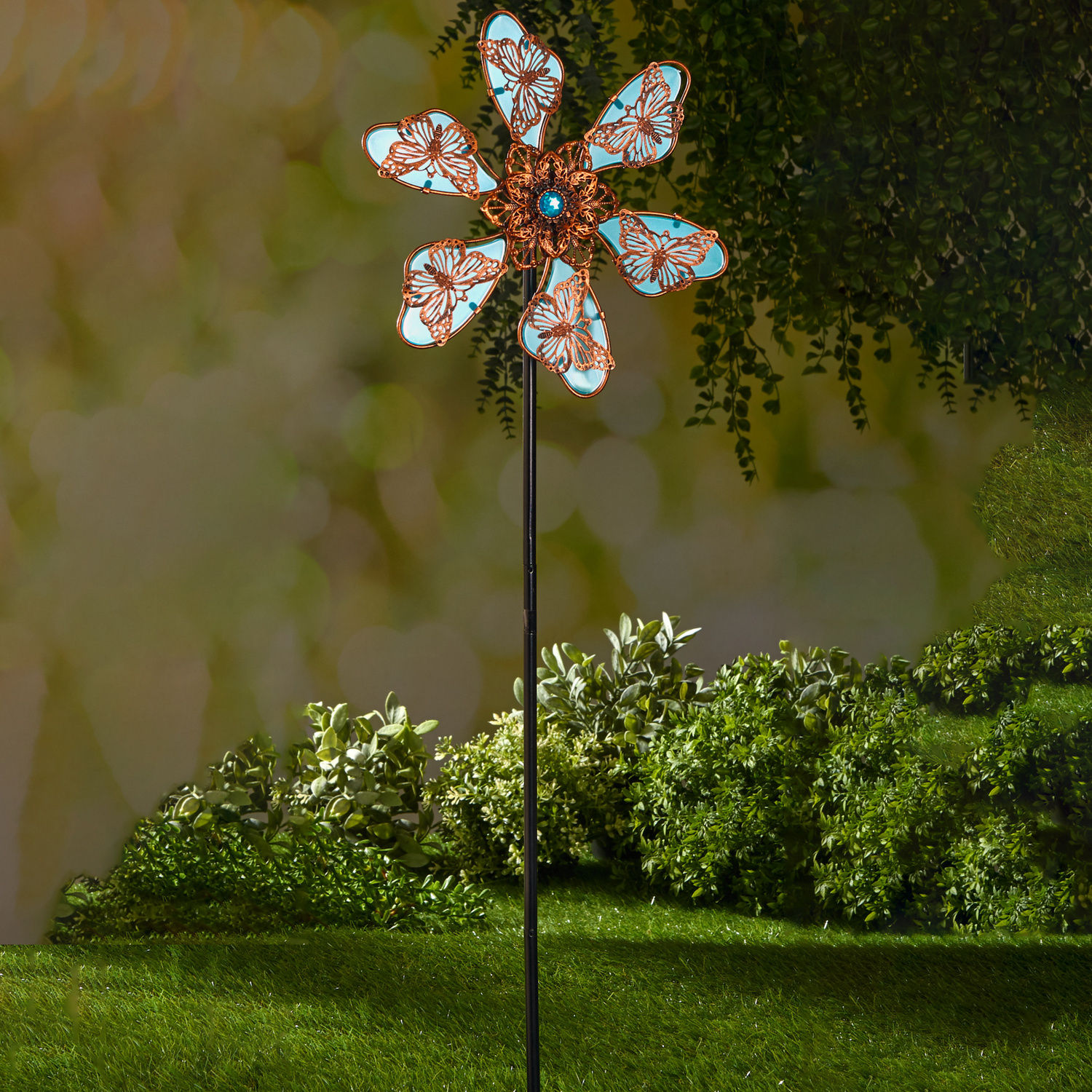 Metall Windblume selbstleuchtend - H 80 cm