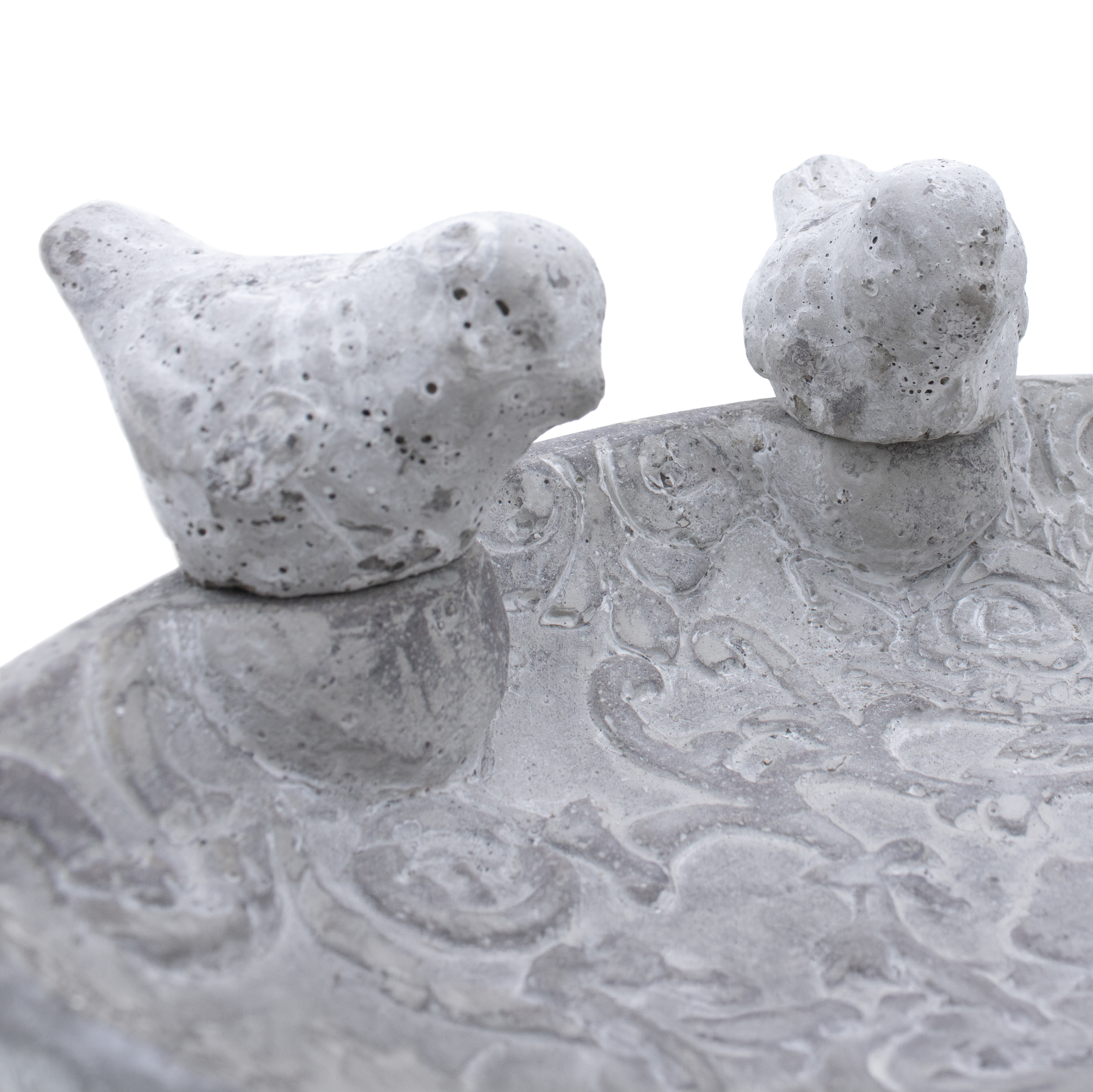 Beton Vogeltränke in grau mit Ornamenten - 24 cm - Vogelbad aus Stein mit Relief Muster