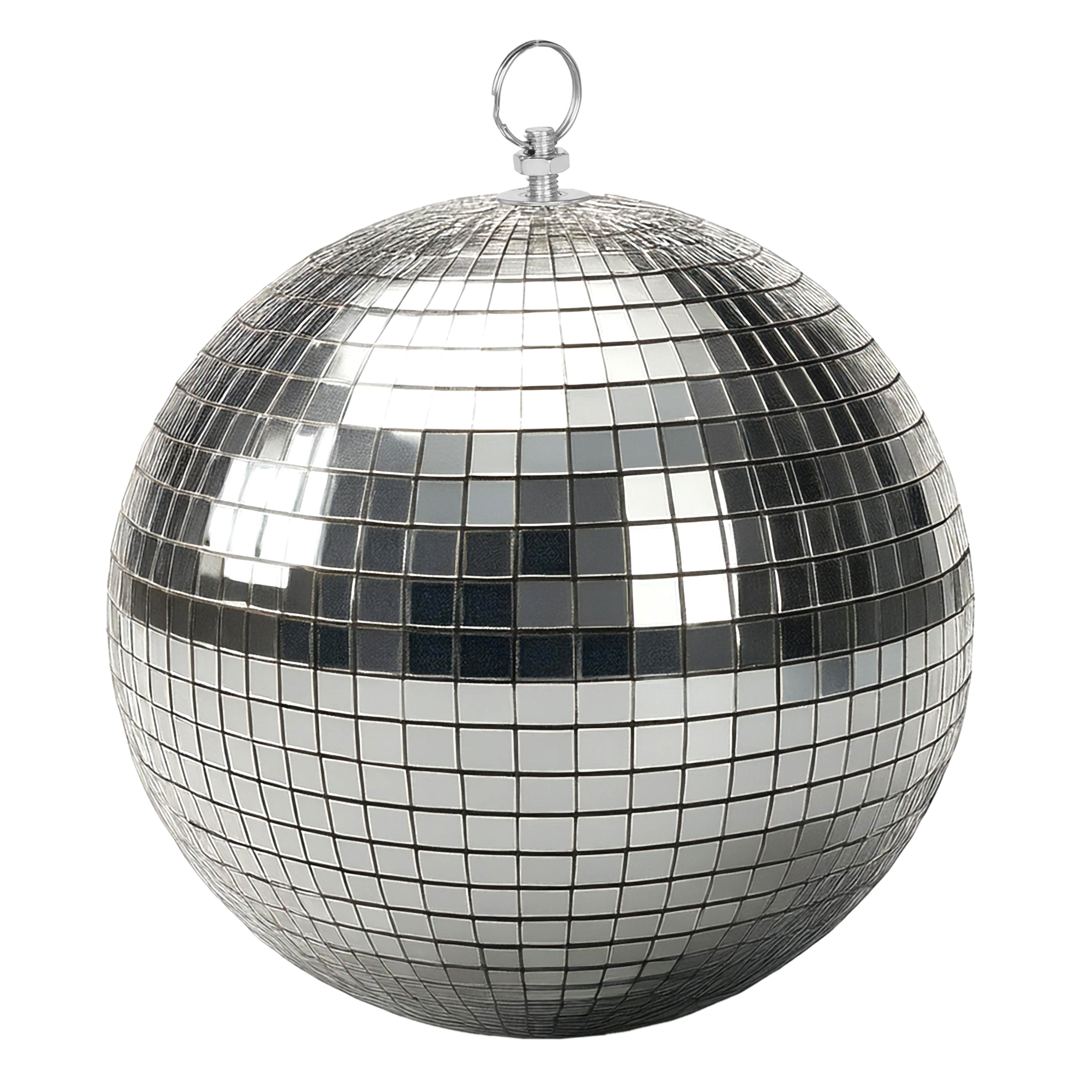 Discokugel mit Haken zum Aufhängen - Ø 18 cm - Spiegelkugel mit Echtglas Facetten in Silber