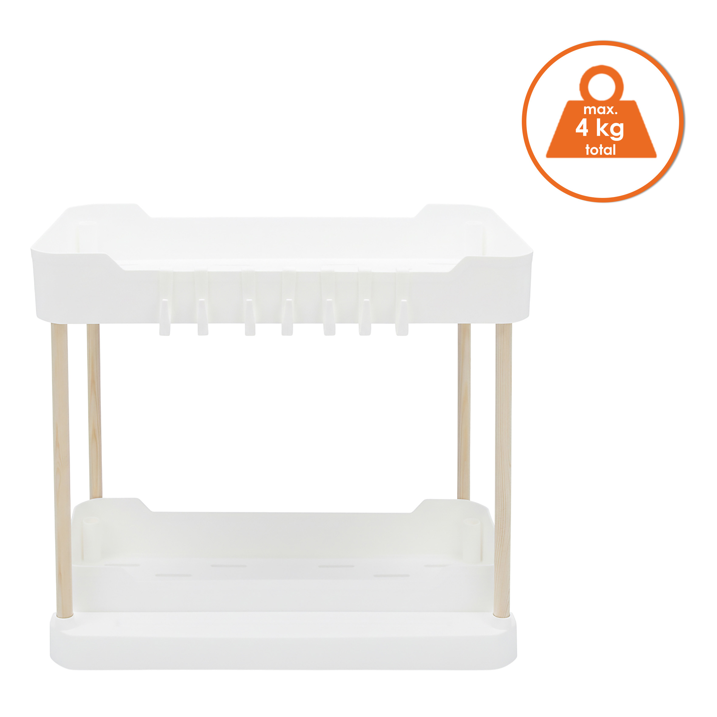 Schubladenturm mit 2 Ebenen 40 cm x 35 cm für Küchenschrank - weiß - Unterschrank Organizer mit ausziehbarer Schublade