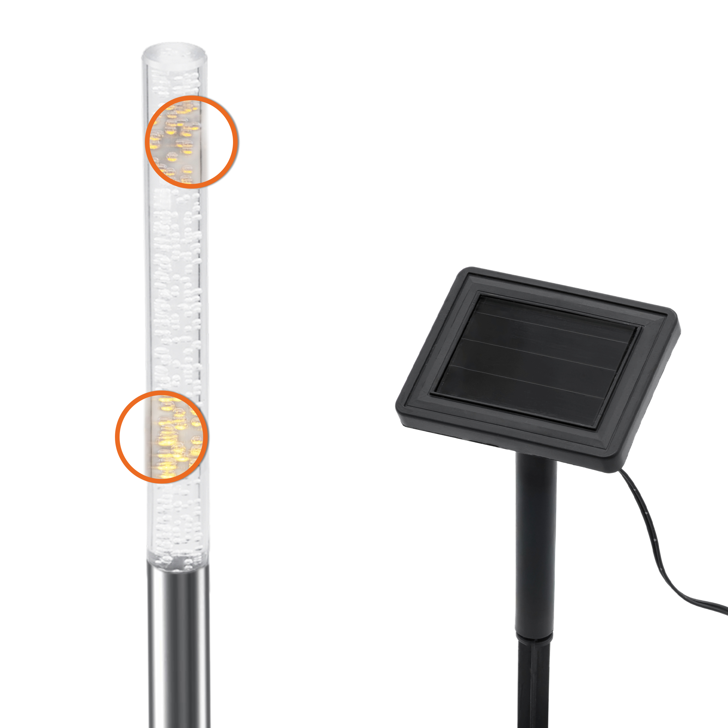 LED Solar Gartenstecker 43 cm im Sprudelsäule Design - 4er Set - Garten Deko Wegeleuchte warm weiß beleuchtet
