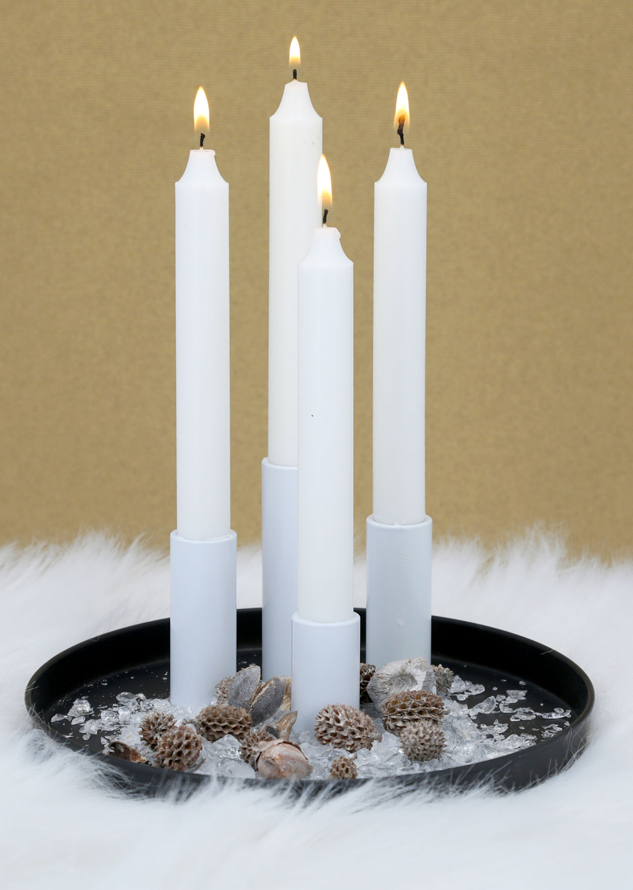 Magnet Stabkerzen Halter 4er Set - Farbe und Größe wählbar - Metall Tafel Kerzen Ständer magnetisch