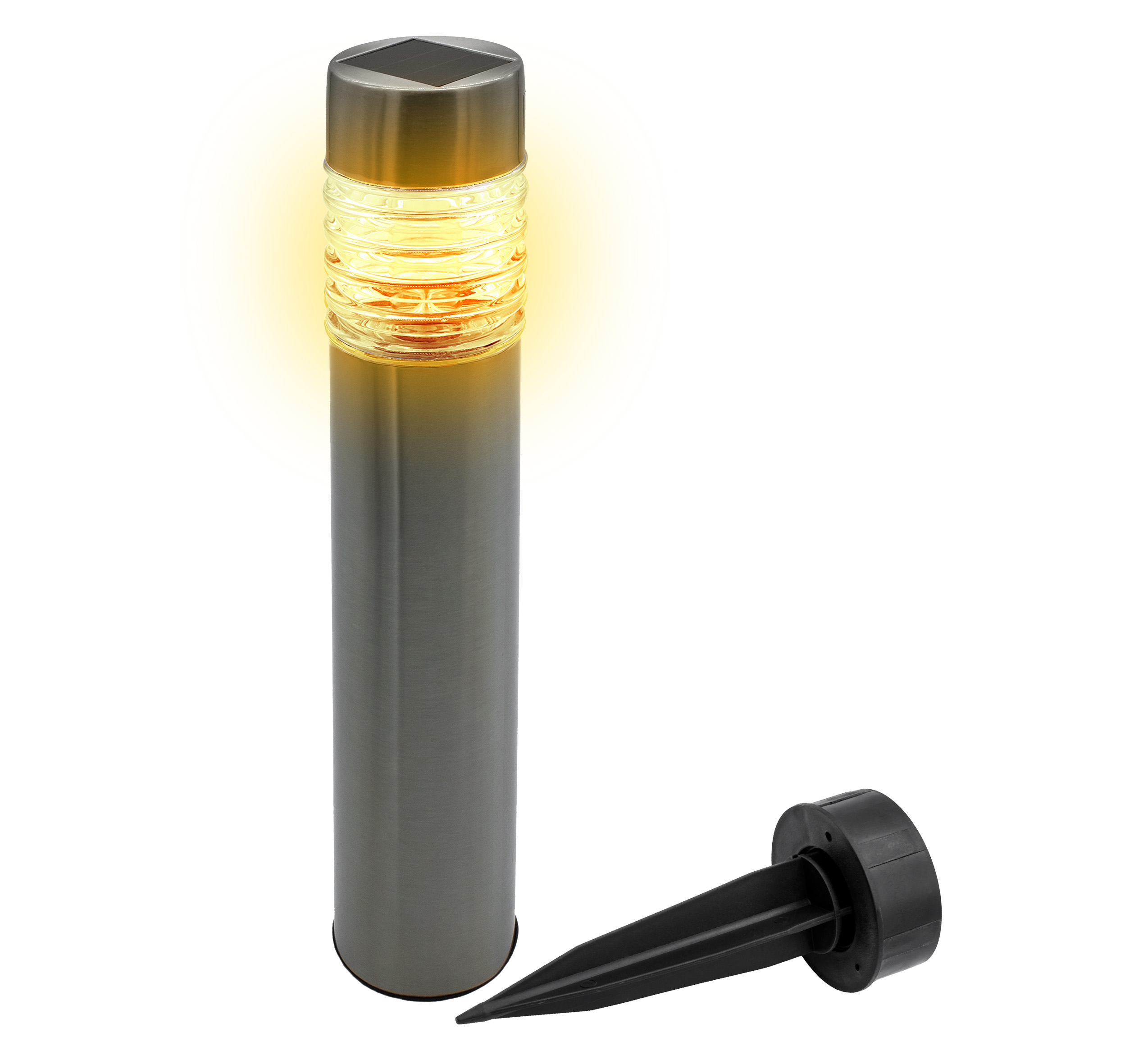 Edelstahl Solar Gehwegleuchte 42 x 8 cm - silber - Garten Wegeleuchte warm weiß