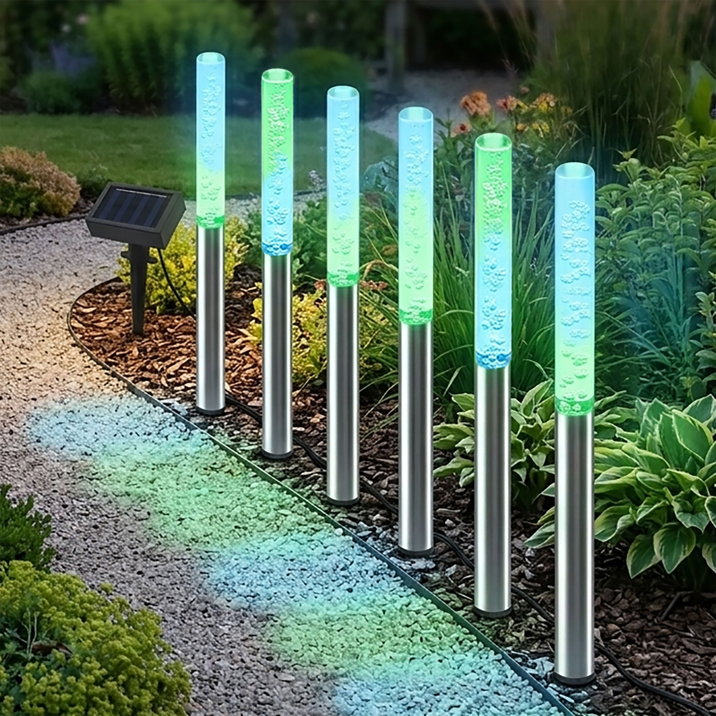 LED Solar Leuchten Bubbles - 6er Set - Garten Steckleuchten mit Farbwechsel