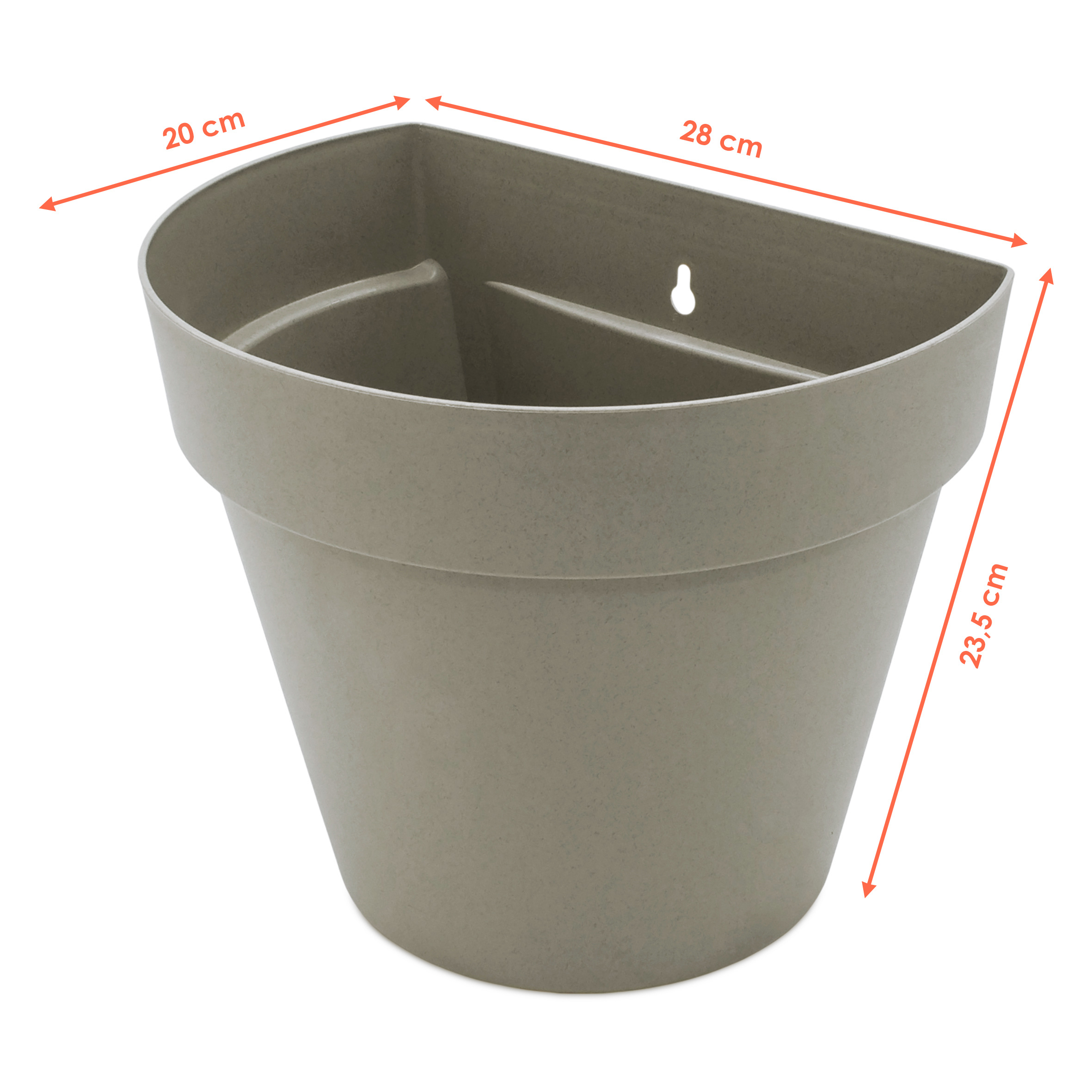 Kunststoff Wand Blumentopf für Außen 28 x 20 cm - sand