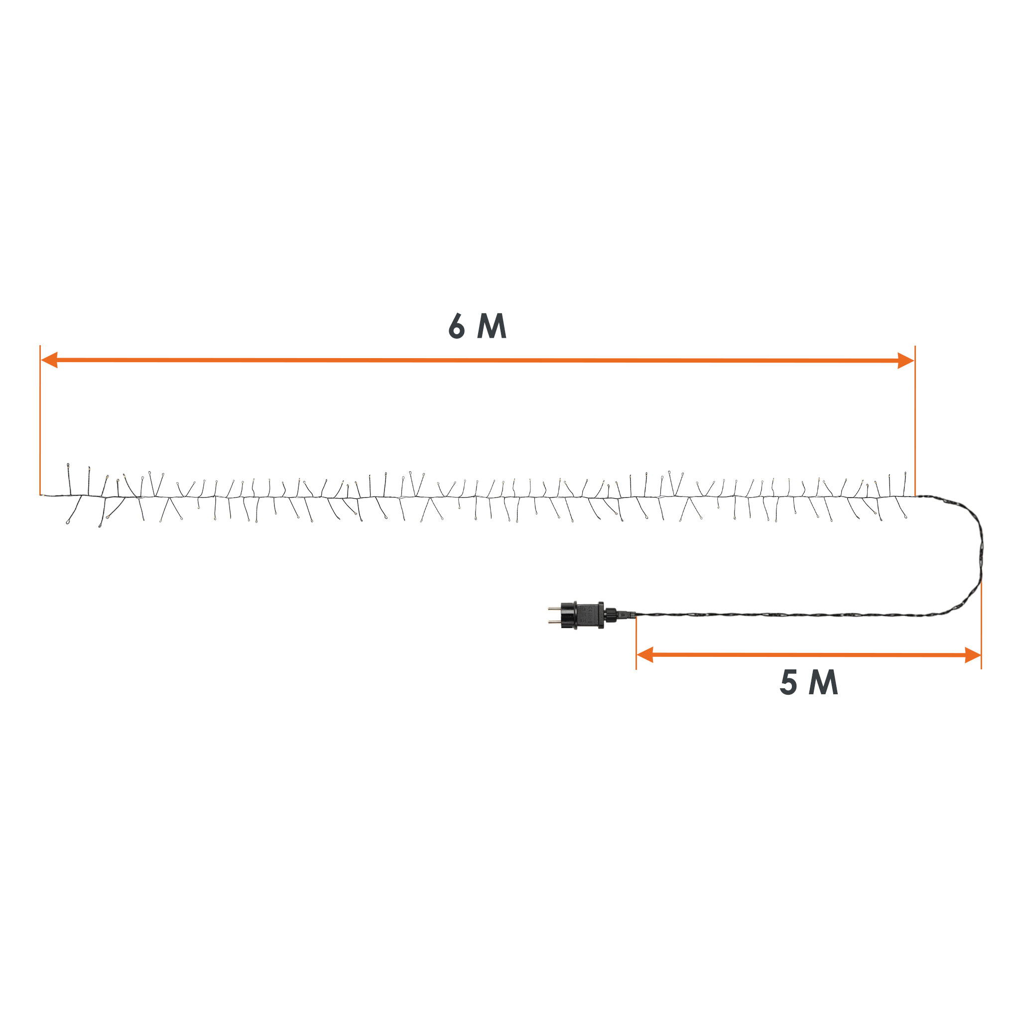 Draht Lichterkette warm weiß mit Timer und 8 Funktionen - 480 LED - Leuchtdraht schwarz 6 m für Außen und Innen mit Netzstecker