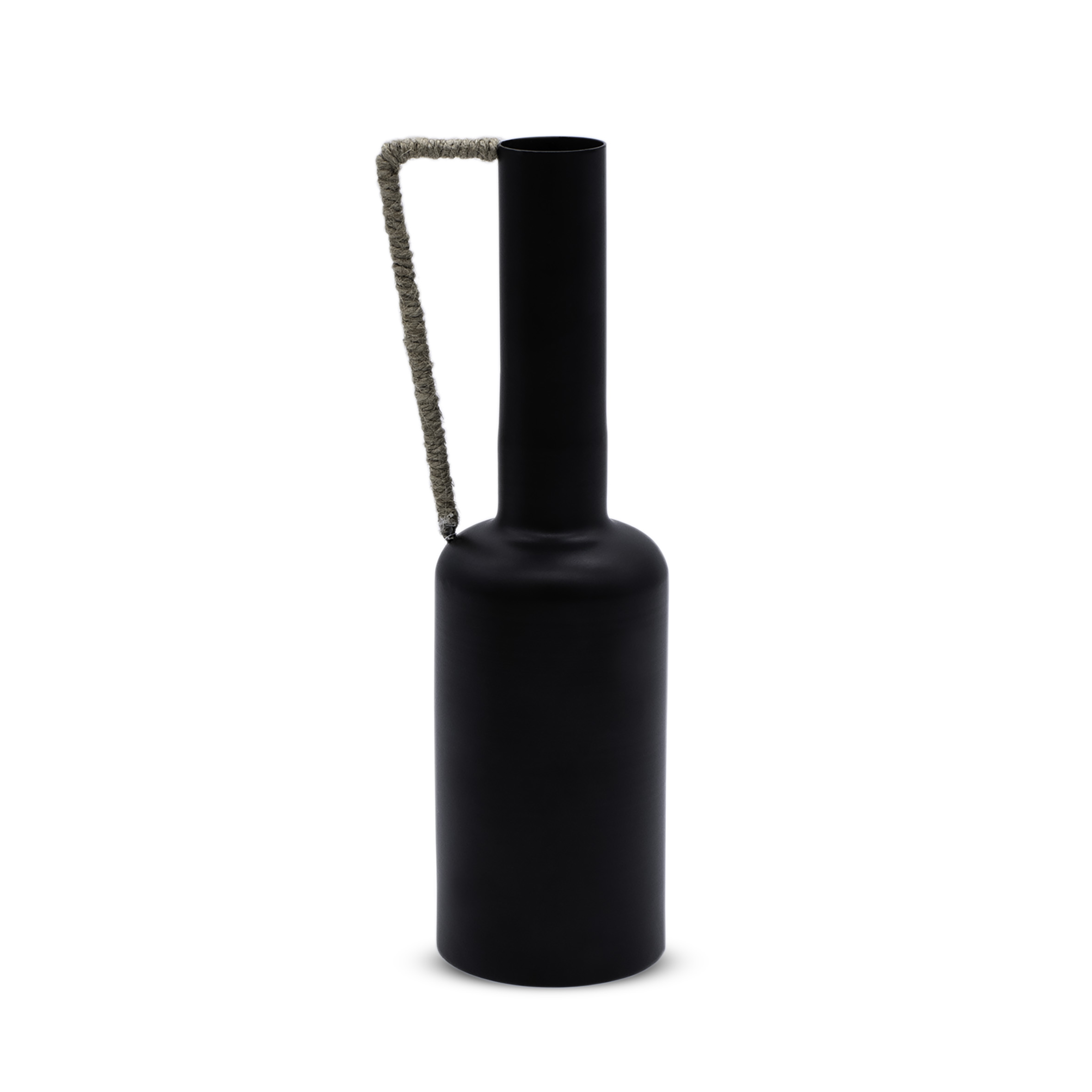 Metall Blumenvase AMANDA schwarz -  32 cm - Moderne Tischvase mit Henkel