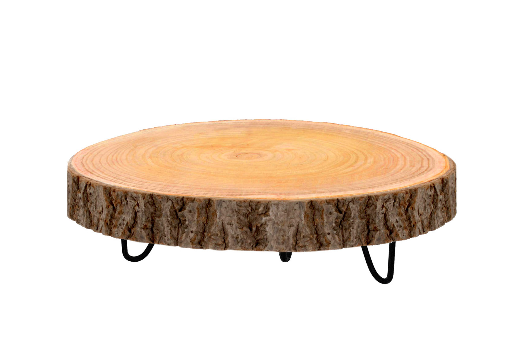 Mini Beistelltisch Baumscheibe mit Metall Gestell - 25 cm - kleiner Blumenhocker aus Holz