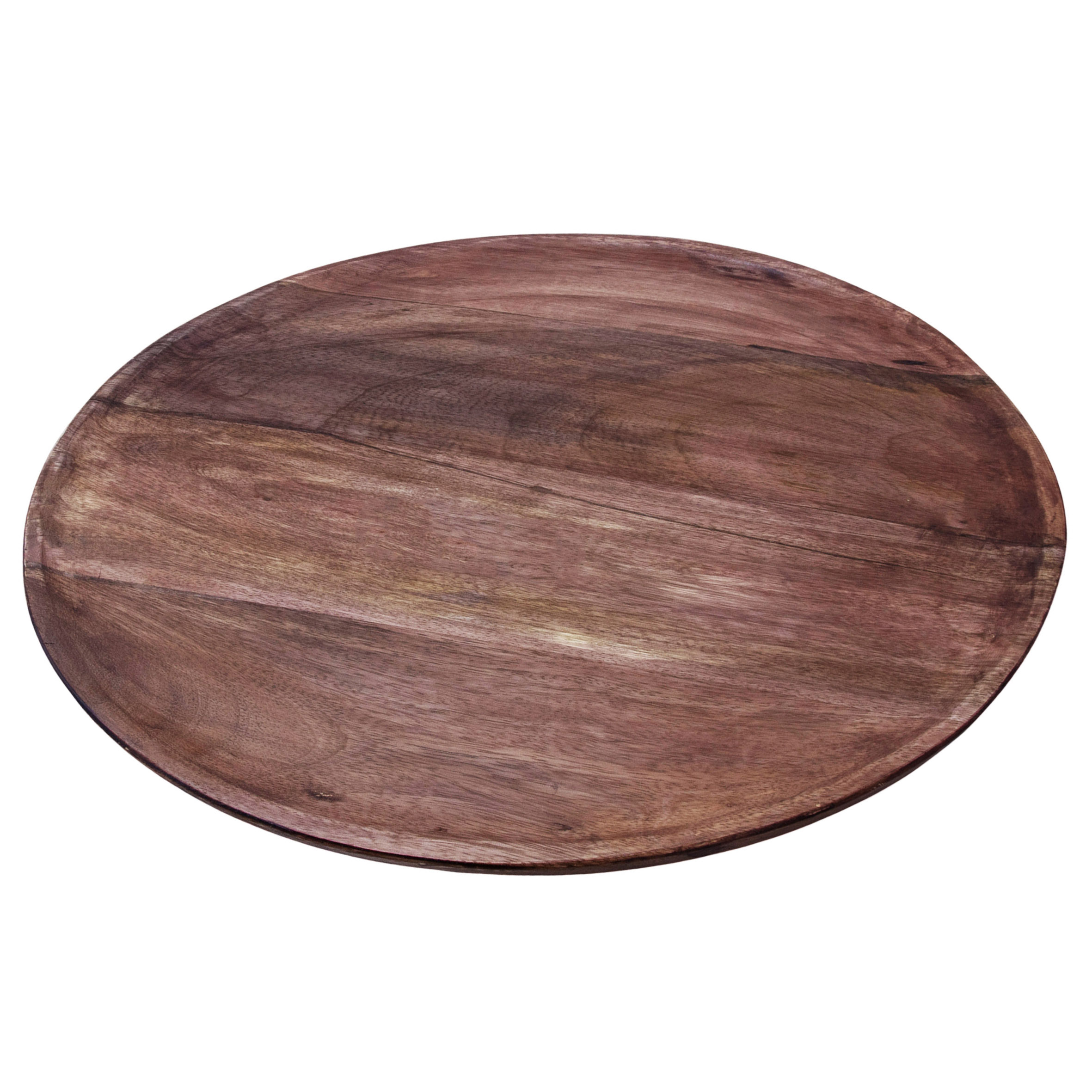 Walnussholz Dekotablett natur rund - 38 cm - Massivholz Servierteller glatt geschliffen