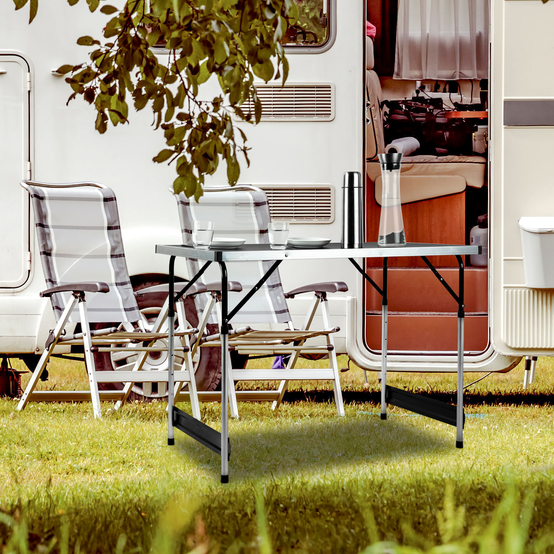 Aluminium Campingtisch höhenverstellbar - 100 x 60 cm - Universal Garten Tisch klappbar