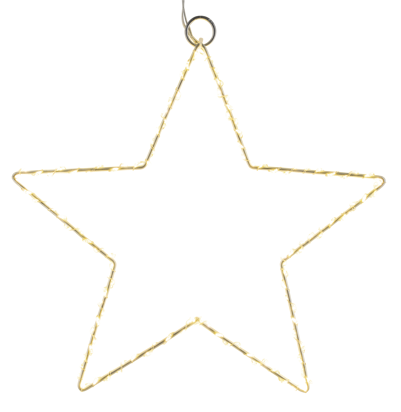 LED Leuchtstern zum Hängen aus Metall in silber mit Timer - 50 cm - Stern Silhouette warm weiß beleuchtet für Außen und Innen