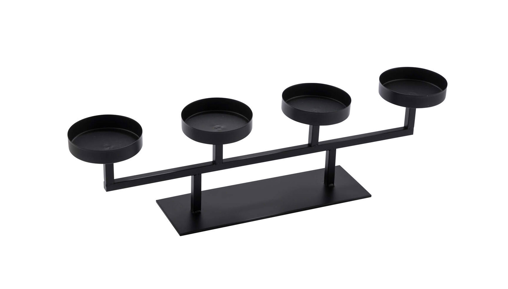 Advents Kerzenständer schwarz für 4 Stumpenkerzen - 48 x 13 cm