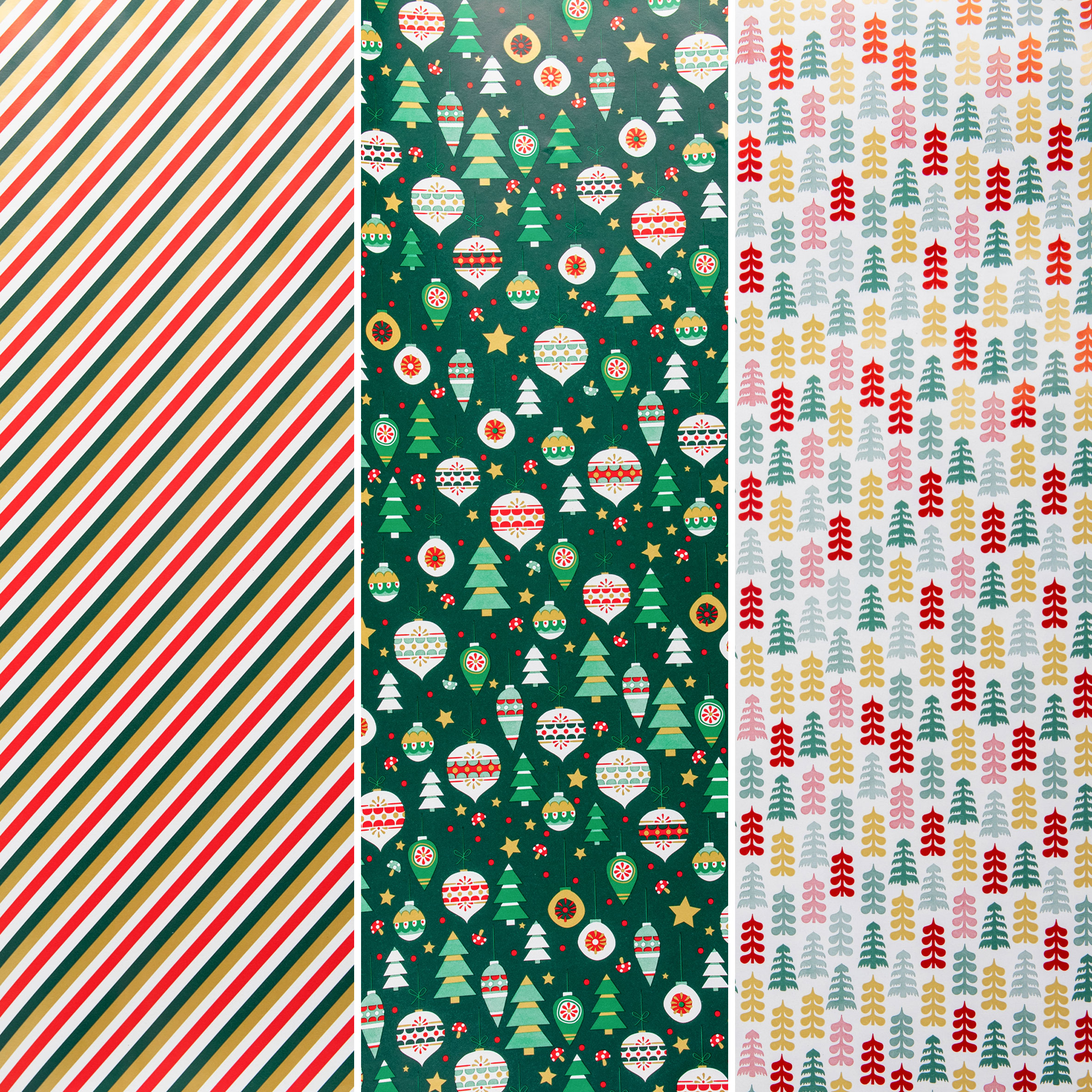 Weihnachts Geschenkpapier 200 x 70 cm mit festlichen Motiven - 5 Rollen - Weihnachtsgeschenk Papierrolle 2 Meter bunt mit Geschenkband und Schleifen