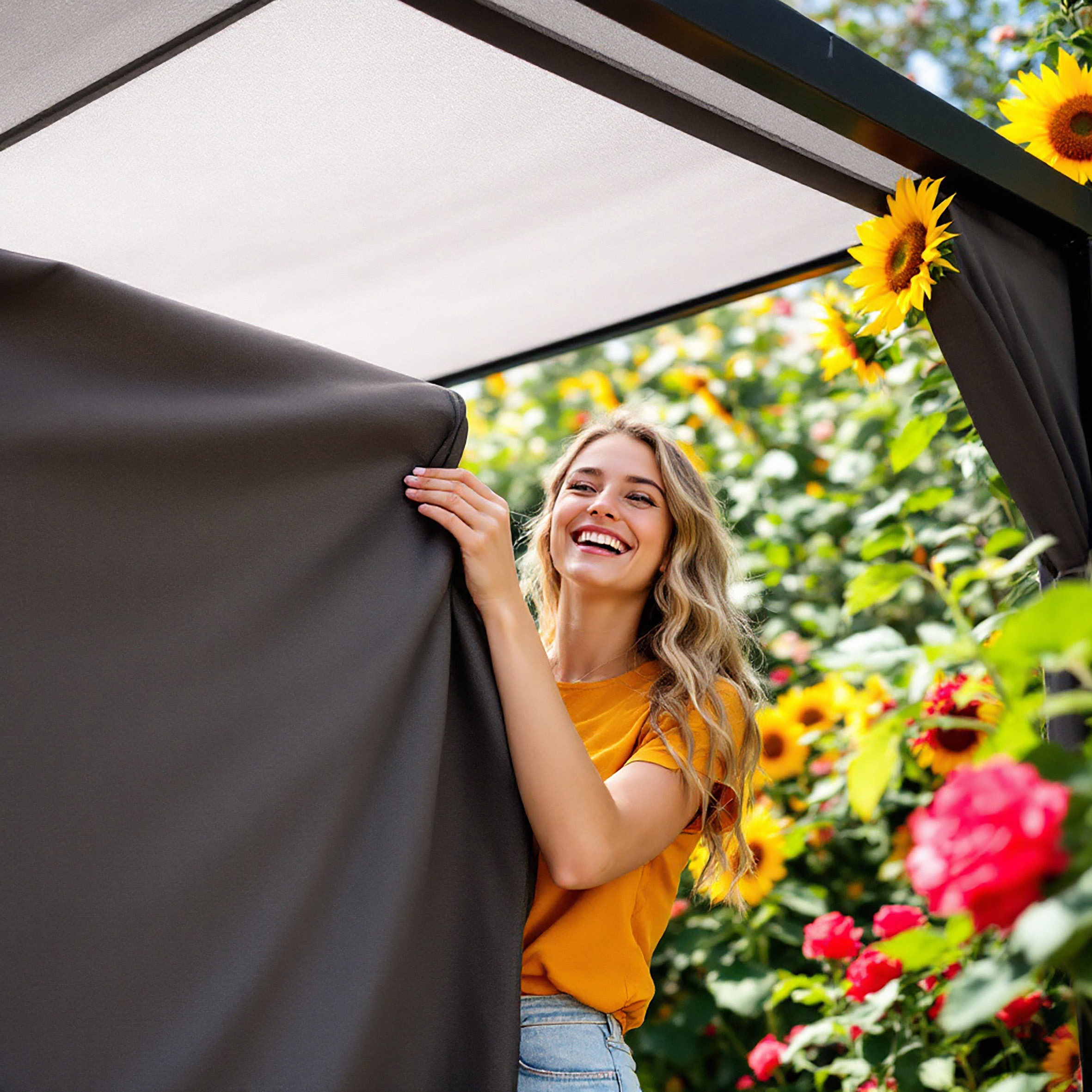 Pavillon Seitenteil anthrazit mit Reisverschluss für 3 x 4 m - 2er Set - Gartenzelt Seitenwand wasserabweisend