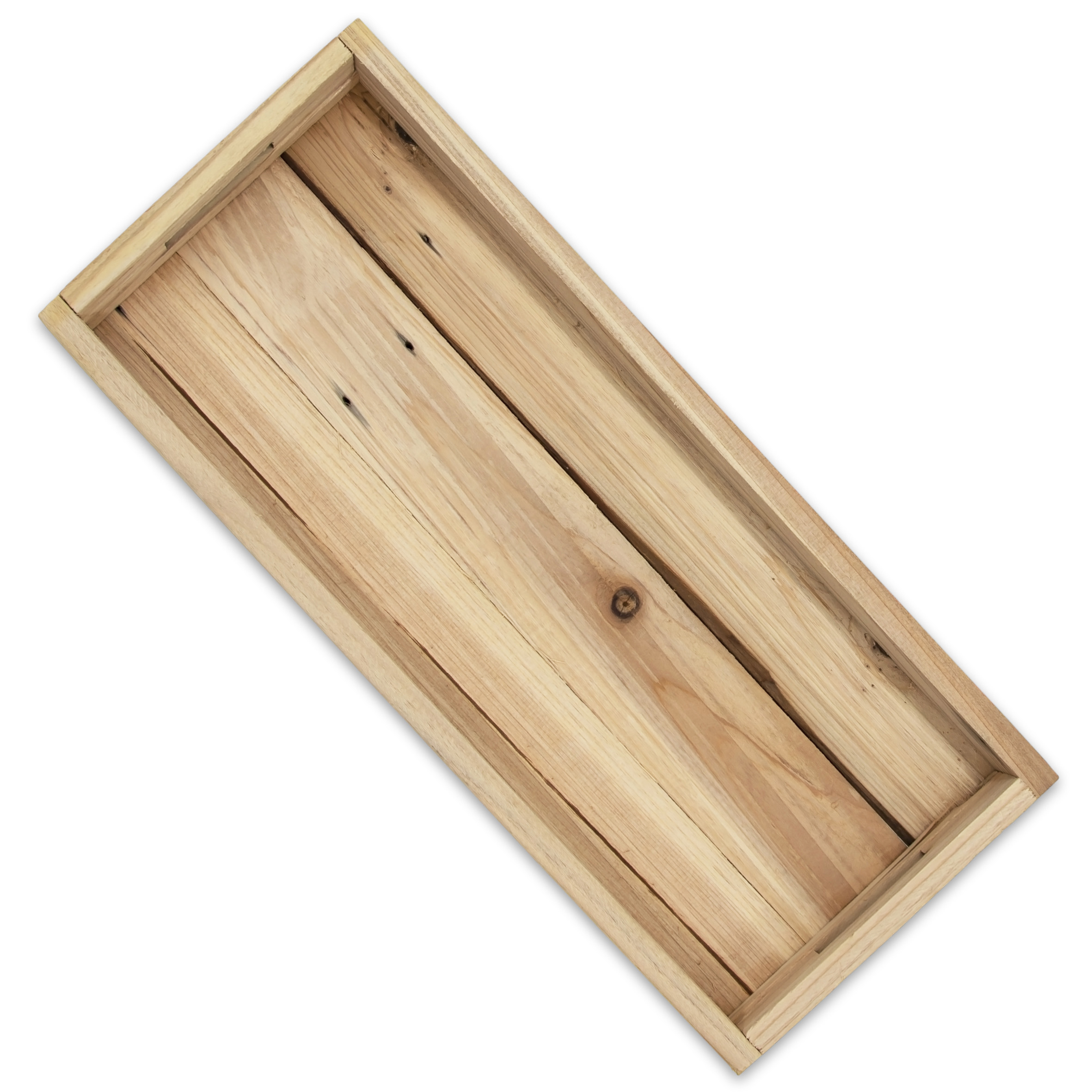 Holz Kerzentablett natur mit Rand 2er Set - 38 x 16 cm - Dekotablett rechteckig naturbelassen
