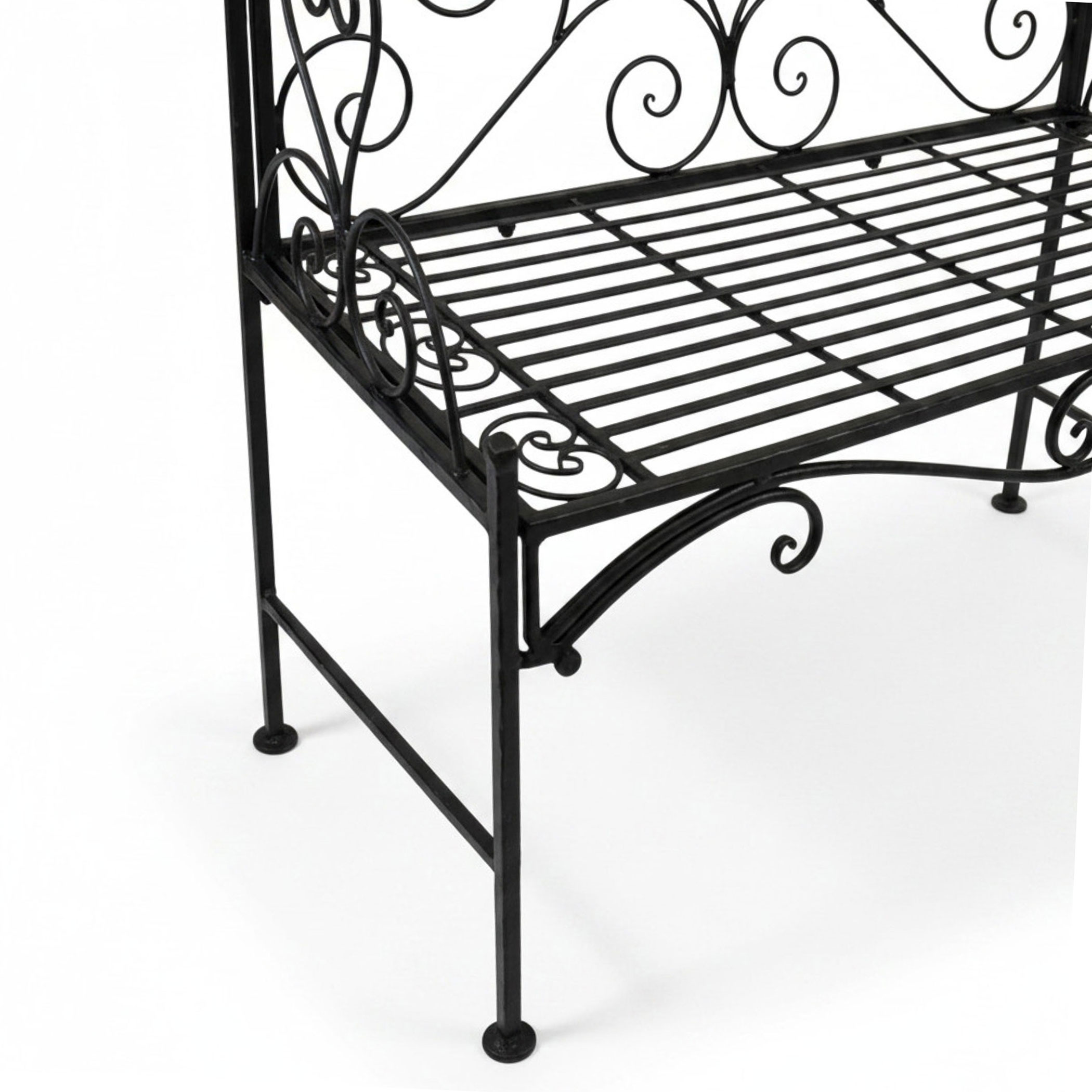 Metall Gartenbank 2-Sitzer schwarz mit Rosenbogen - 200 x 124 cm - Garten Sitzbank belatbar bis 150 kg wetterfest mit Rankgitter