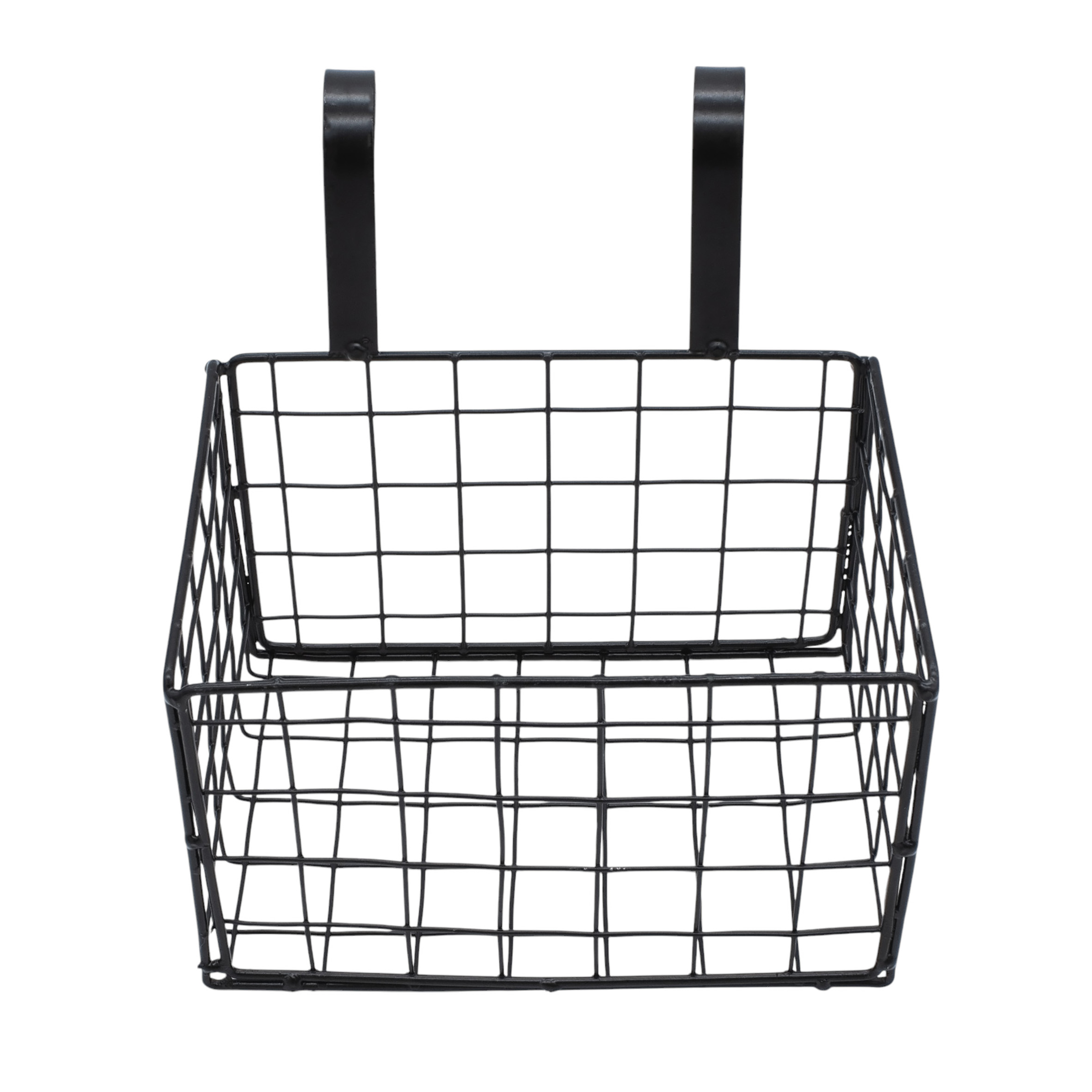 Metall Hängekörbchen 18 x 14 cm schwarz - 2er Set - Gitter Aufbewahrungskorb zum Aufhängen