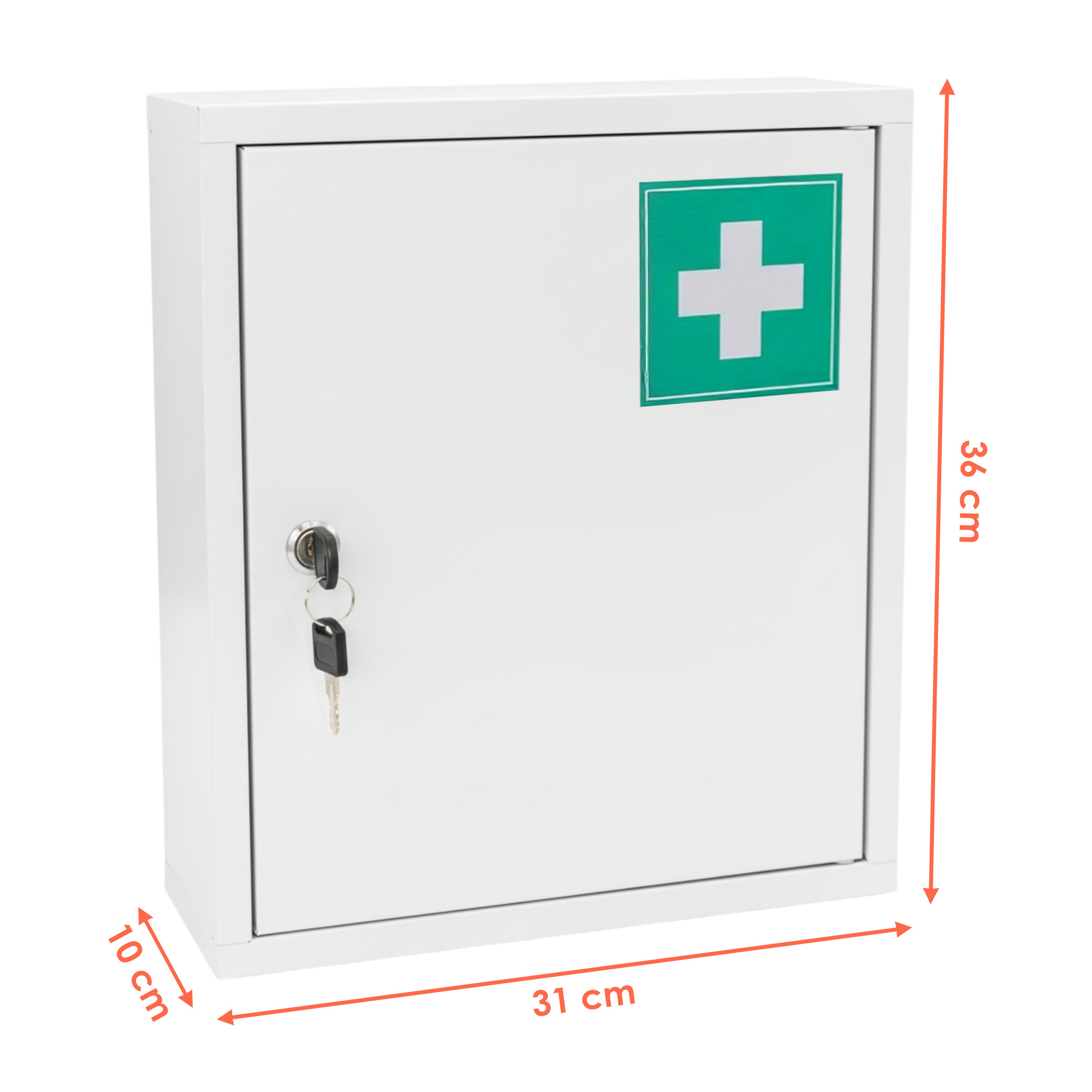 Metall Medizinschrank weiß - 36 x 31 cm - Arzneischrank mit 2 Fächern