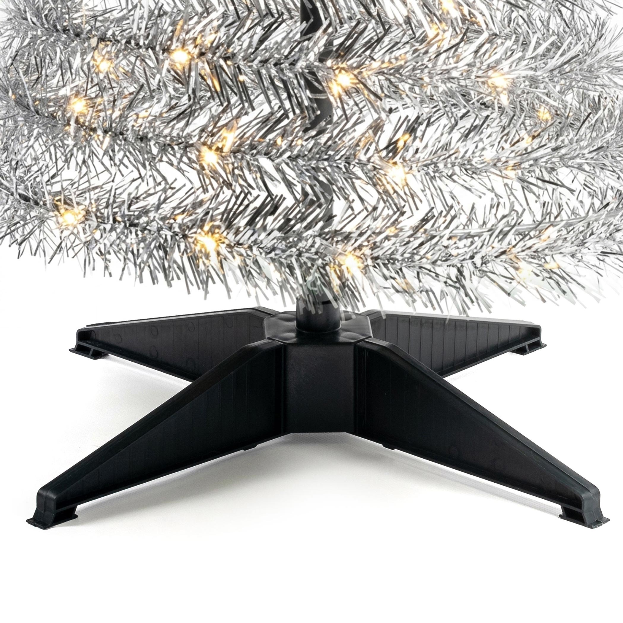 Spiral Weihnachtsbaum 150 cm mit 120 LED und Stern Spitze - grün oder silber - Künstlicher Tannenbaum warm weiß beleuchtet für Außen und Innen