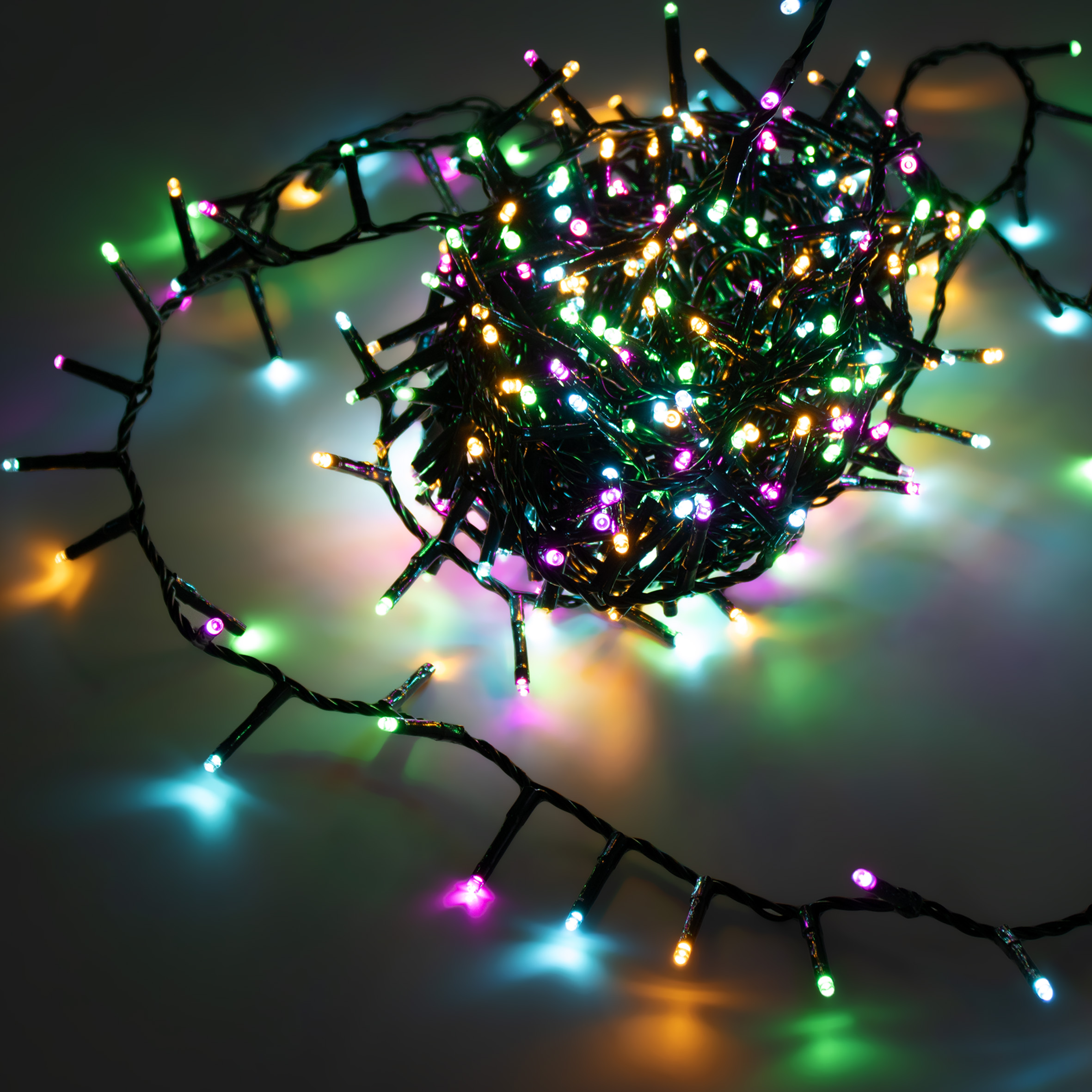 Außen Büschel Lichterkette mit Timer 500 LED auf 11 m - soft bunt - Cluster Weihnachtslichterkette warmweiß mit 8 Funktionen und Stecker