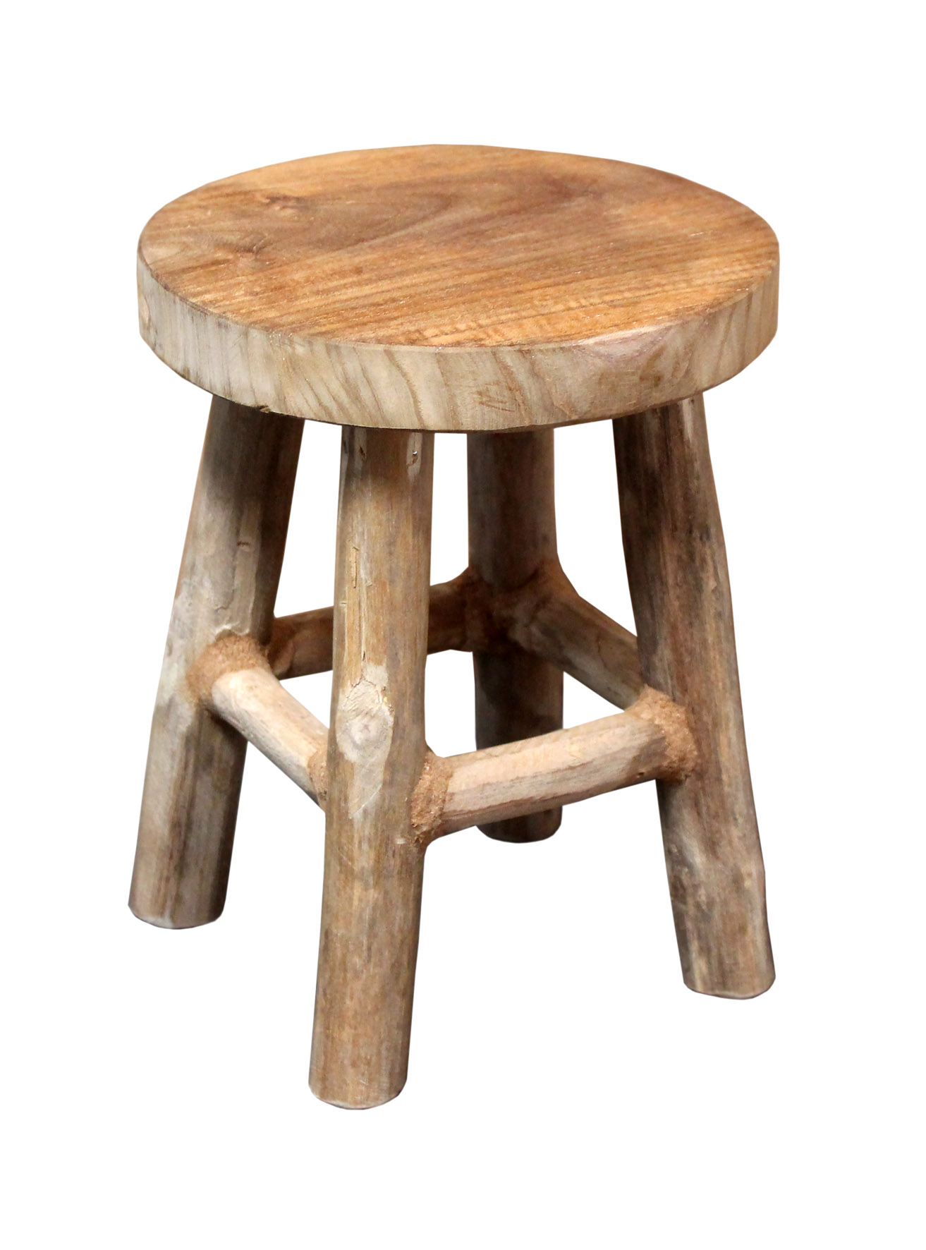 Teak Blumenhocker rund - Farbe und Größe wählbar - Holz Pflanzen Hocker mit 4 Füßen - Echtholz Deko Massivholz Blumen Pflanzen Ständer