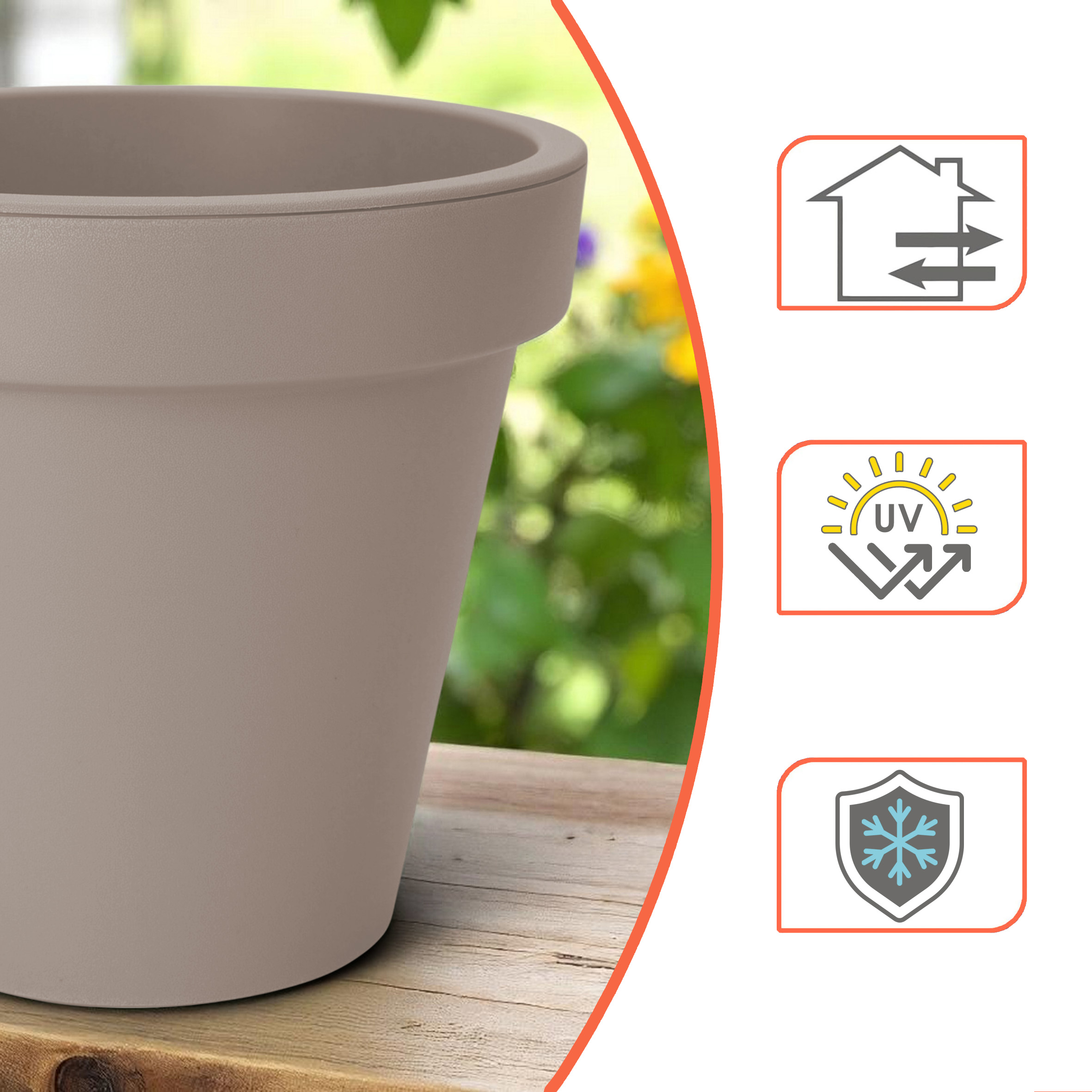 Kunststoff Pflanzkübel M rund Ø 38 cm - beige - Blumenkübel groß für Außen und Innen