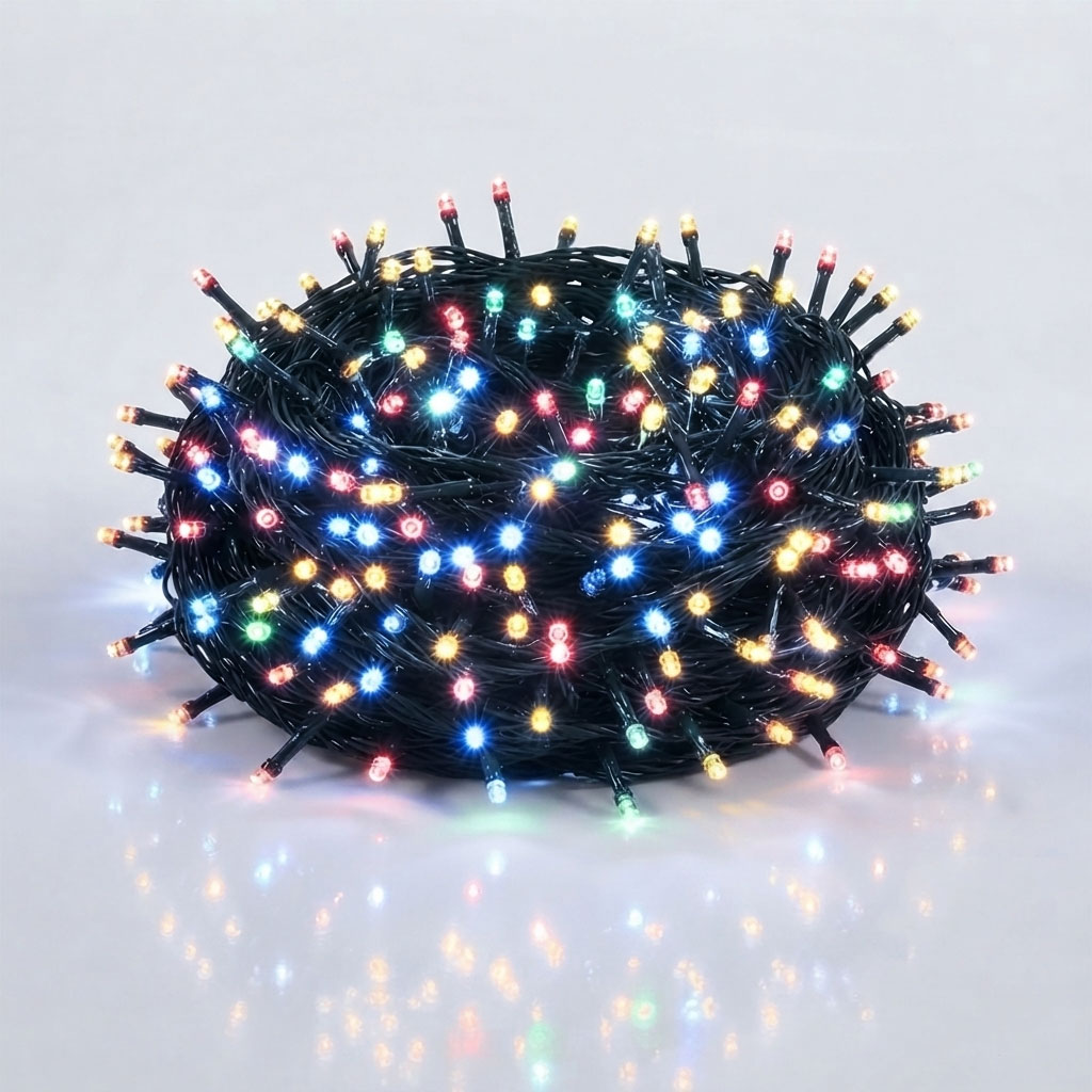 LED Weihnachts Lichterkette bunt - 180 LED / 16 m -Deko Beleuchtung für Außen mit Timer