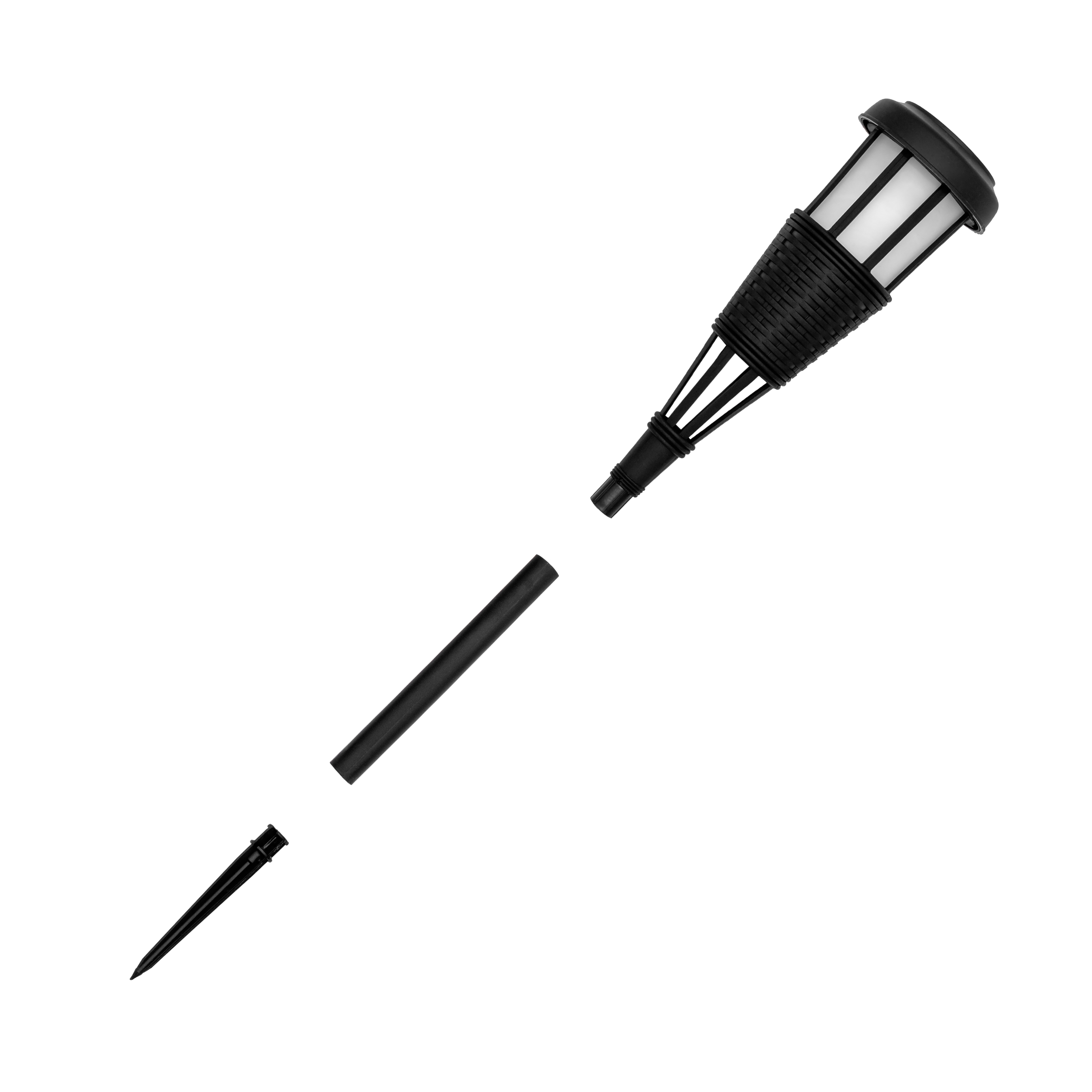 LED Solar Gartenfackel in Rattan Optik - 12er Pack - Solarleuchte 48 x 10 cm mit Flackereffekt