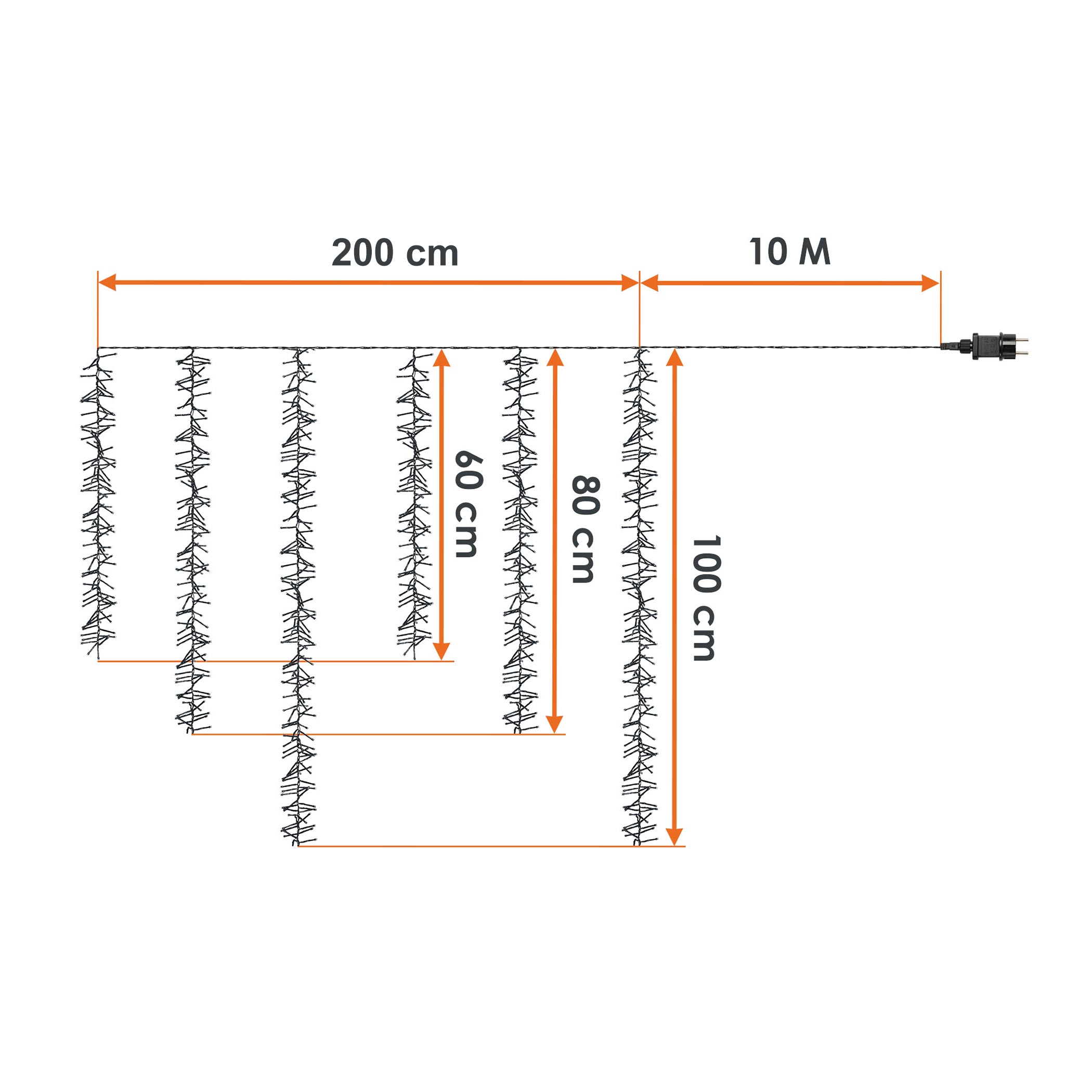 Kaskaden Büschel Lichterkette warm weiß mit 6 Strängen - 480 LED - Lichtervorhang mit 8 Leuchtmodi für Außen mit Timer