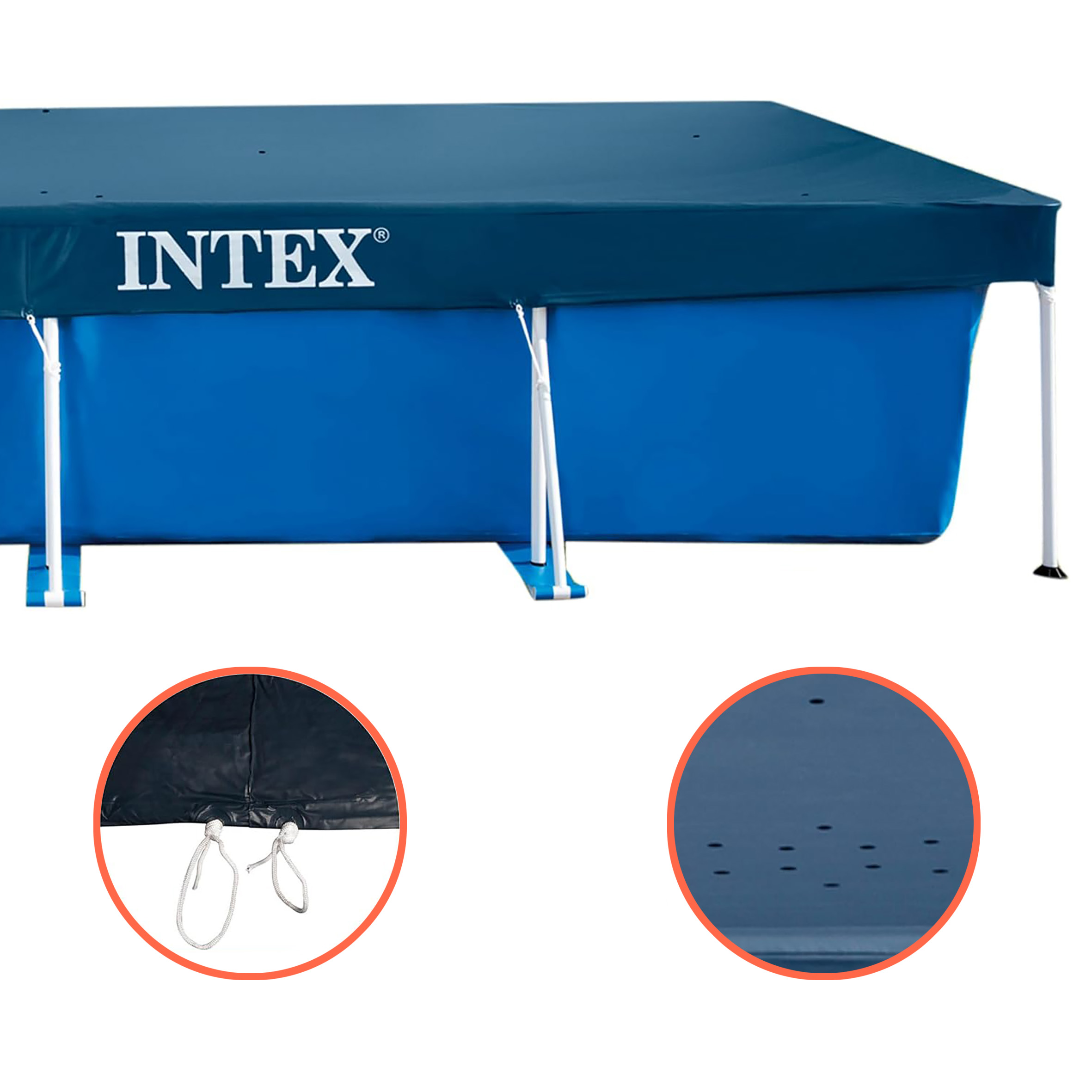 Intex Poolabdeckung rechteckig blau - 460 x 220 cm - Schutzplane für Family Frame Pool