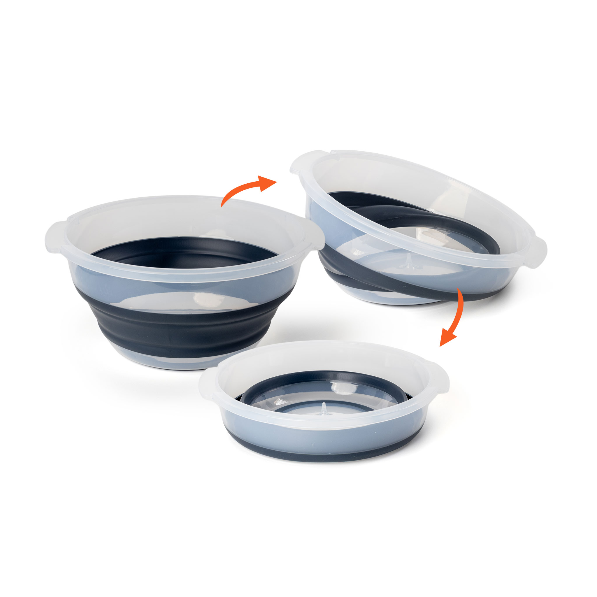Salatschleuder faltbar Ø 27 cm mit Anti Rutsch Boden - 5 L - Salatschüssel mit Deckel und mit entnehmbaren Sieb