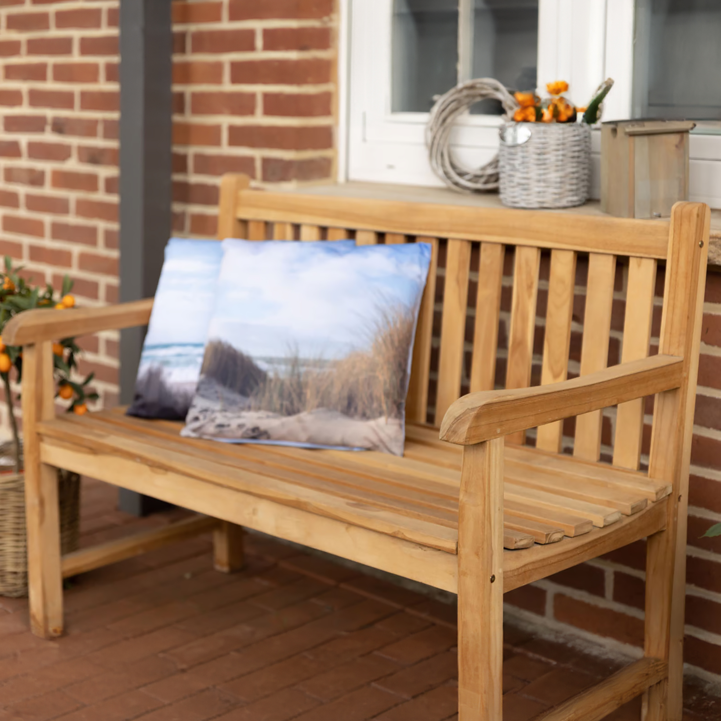 2-Sitzer Teak Gartenbank mit Armlehnen - 120 cm - Holz Sitzbank für 2 Personen
