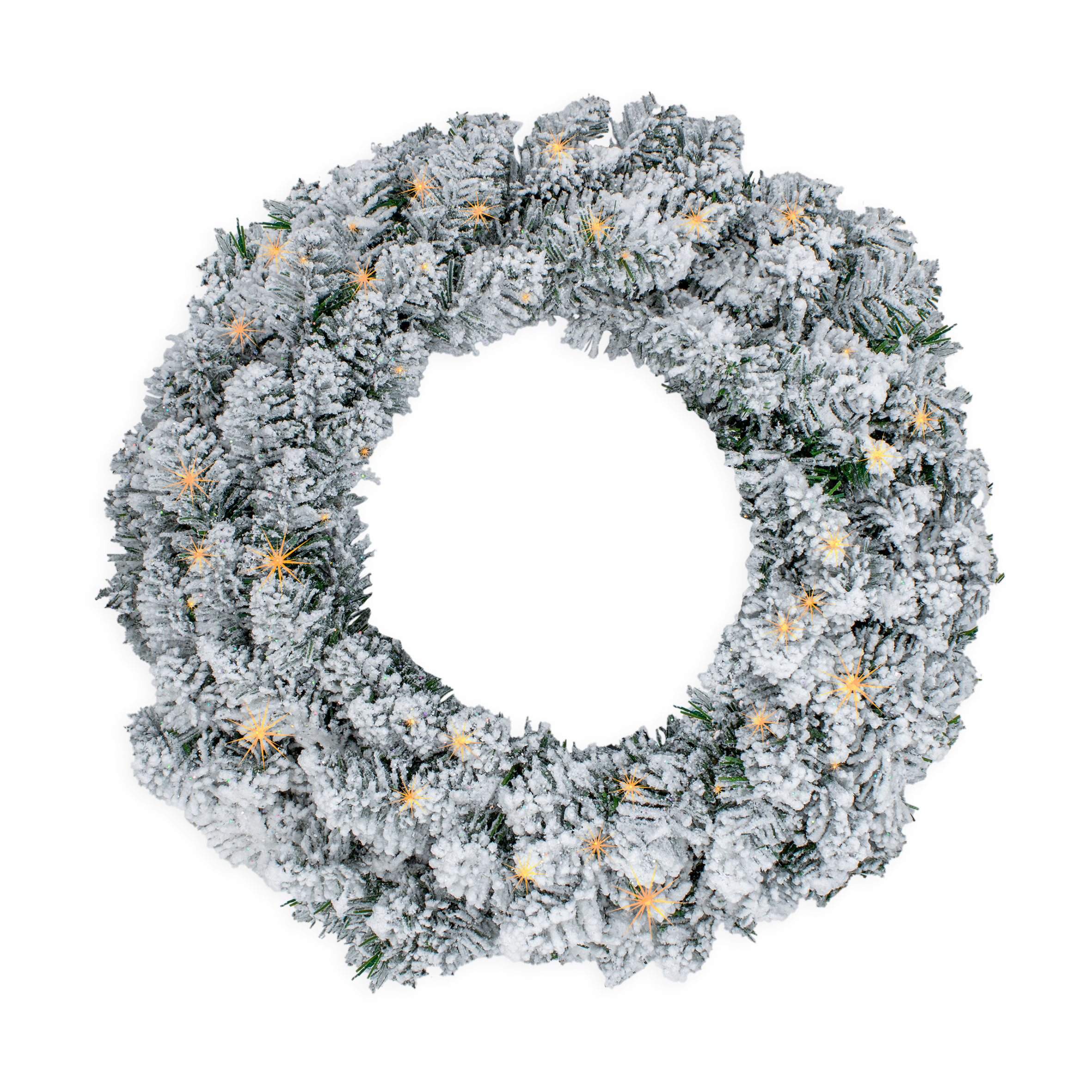 LED Tannenkranz mit Schnee und Glitzer warm weiß beleuchtet - 51 cm / 35 LED - Weihnachtskranz Batterie betrieben mit Timer