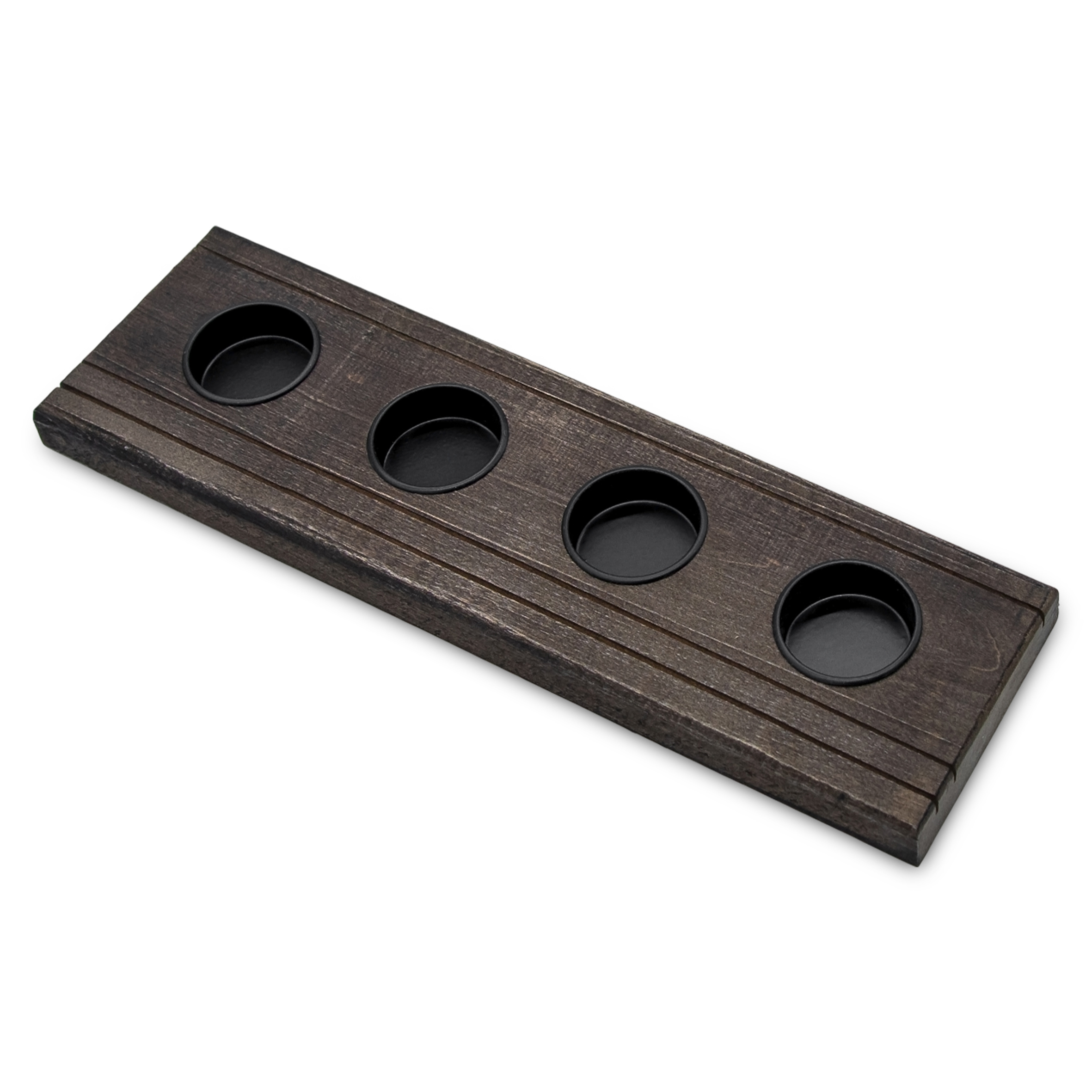 Teelichthalter Krippen Figuren schwarz - 32 x 9 cm - Weihnachtsdorf Silhouette mit Haltern für 4 Teelichter
