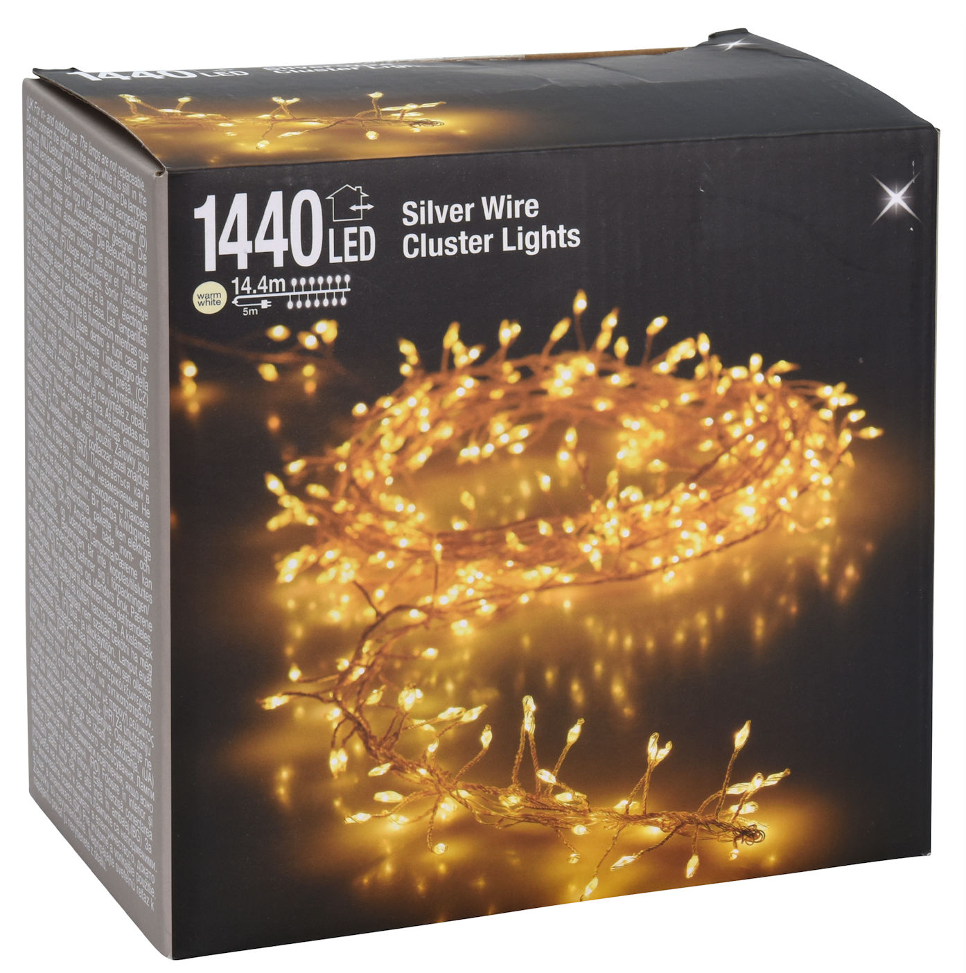 Silver Wire CLUSTER Lights warm weiß - 1440 LED / 14,4 m - Micro Draht Büschel Lichterkette für Außen