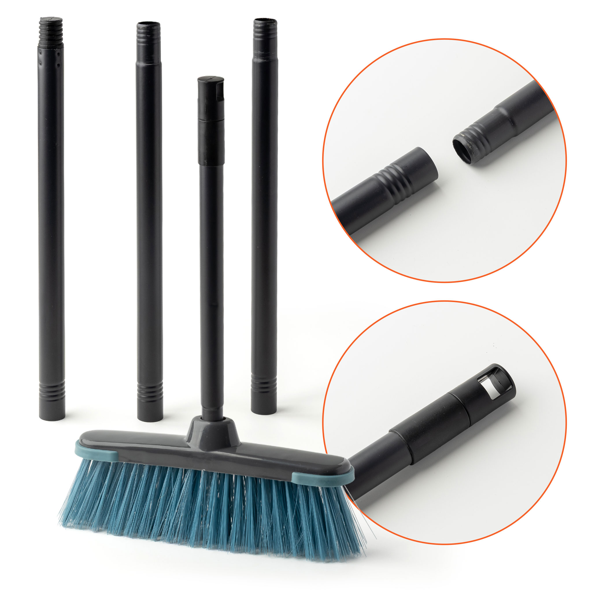Reinigungsset mit Besen Kehrschaufel Spülbürsten und Flitsche - 6-teilig - Universal Kehrschaufel und Reinigungsbürsten Set